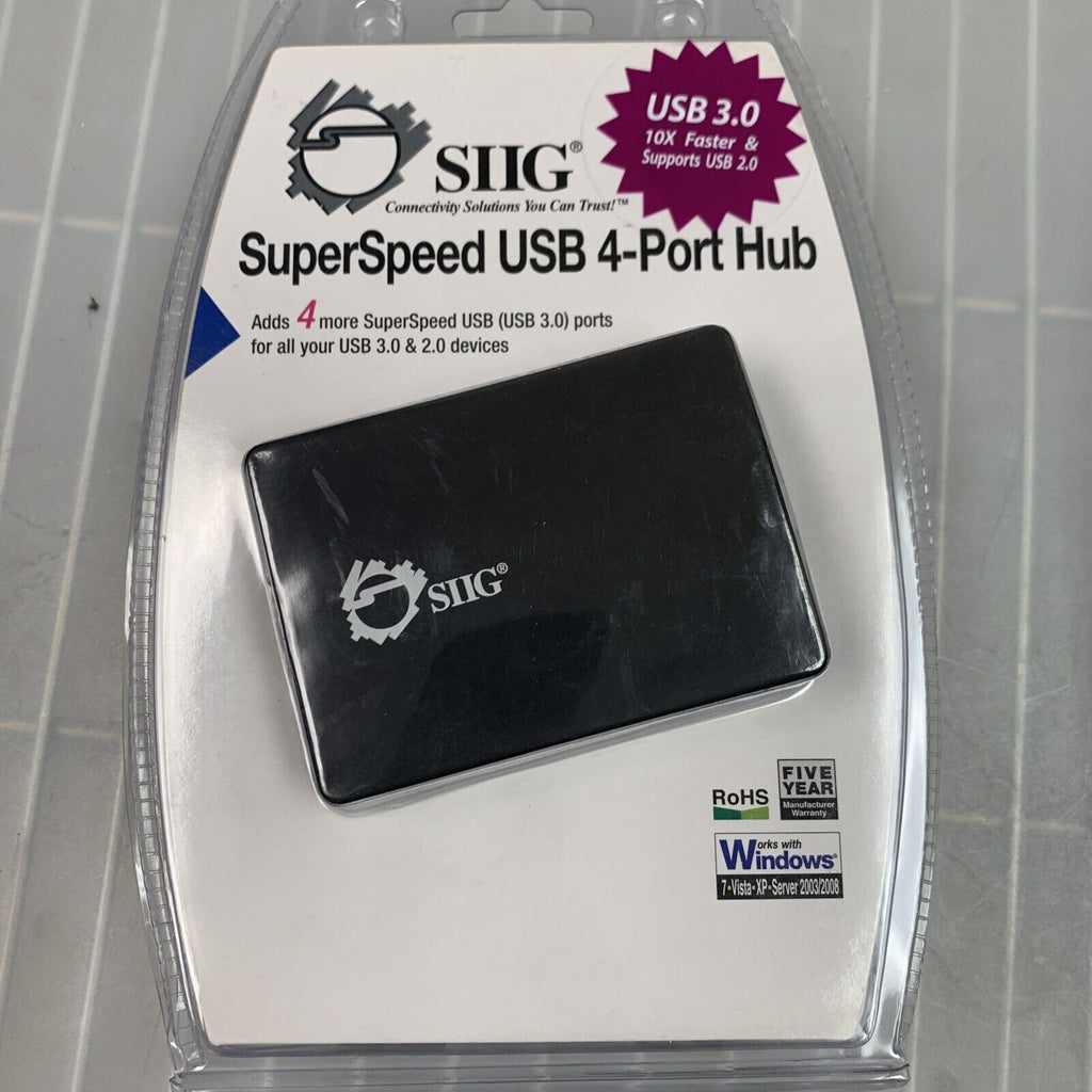 LOT of 2 x SIIG JU-H40312-S1 4-port USB 3.0 SuperSpeed USB Hub