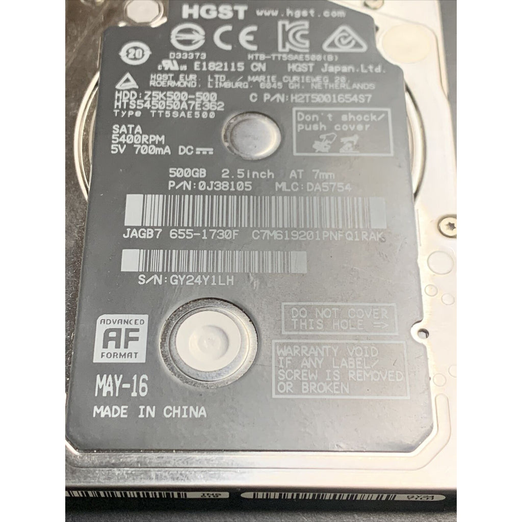 MacBook Pro A1278 HGST 500GB SATA 2.5" HDD Hard Drive HTS545050A7E362 655-1730F
