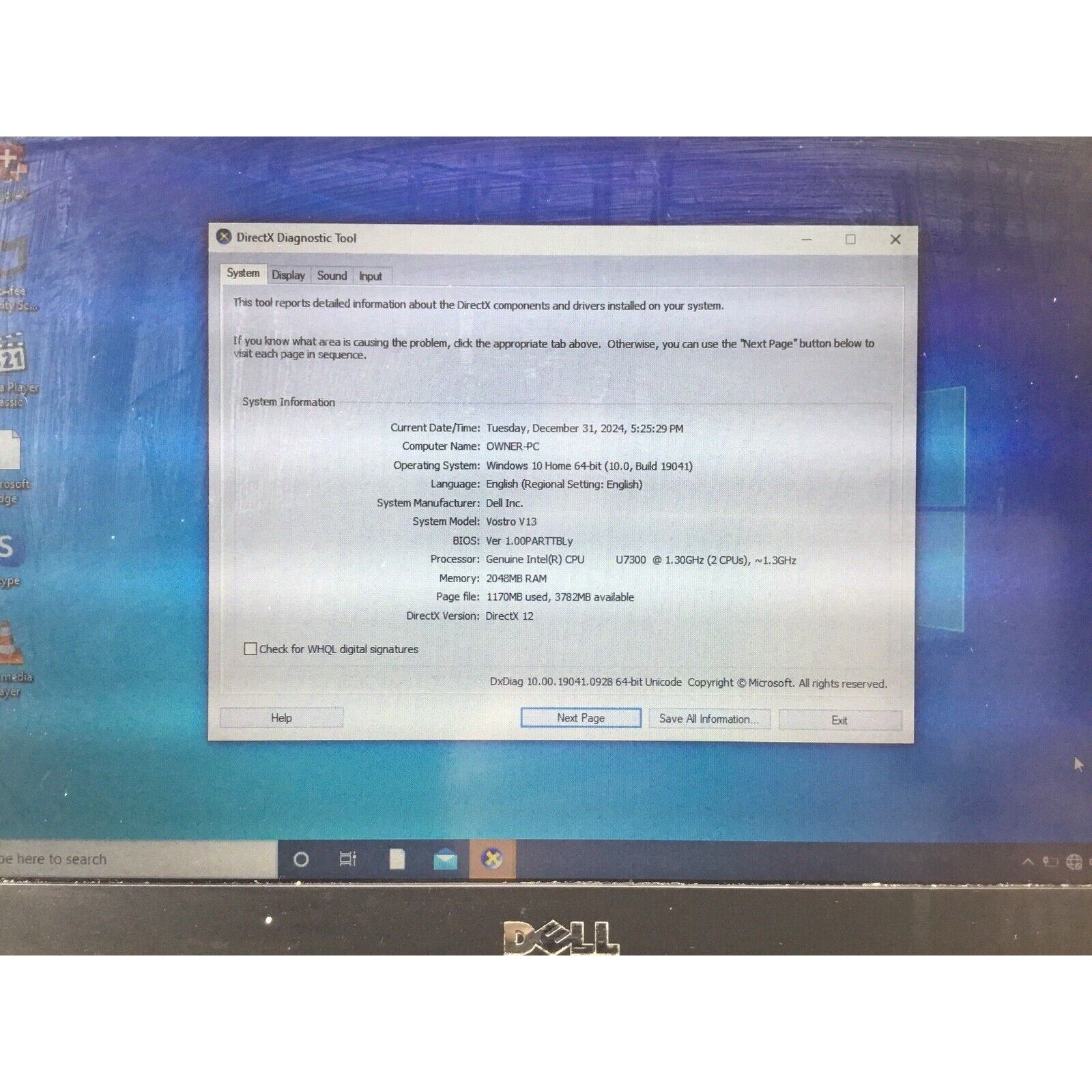 Dell Vostro V13 13.3"Laptop Genuine Intel U7300 1.30GHz 2GB RAM - For Parts