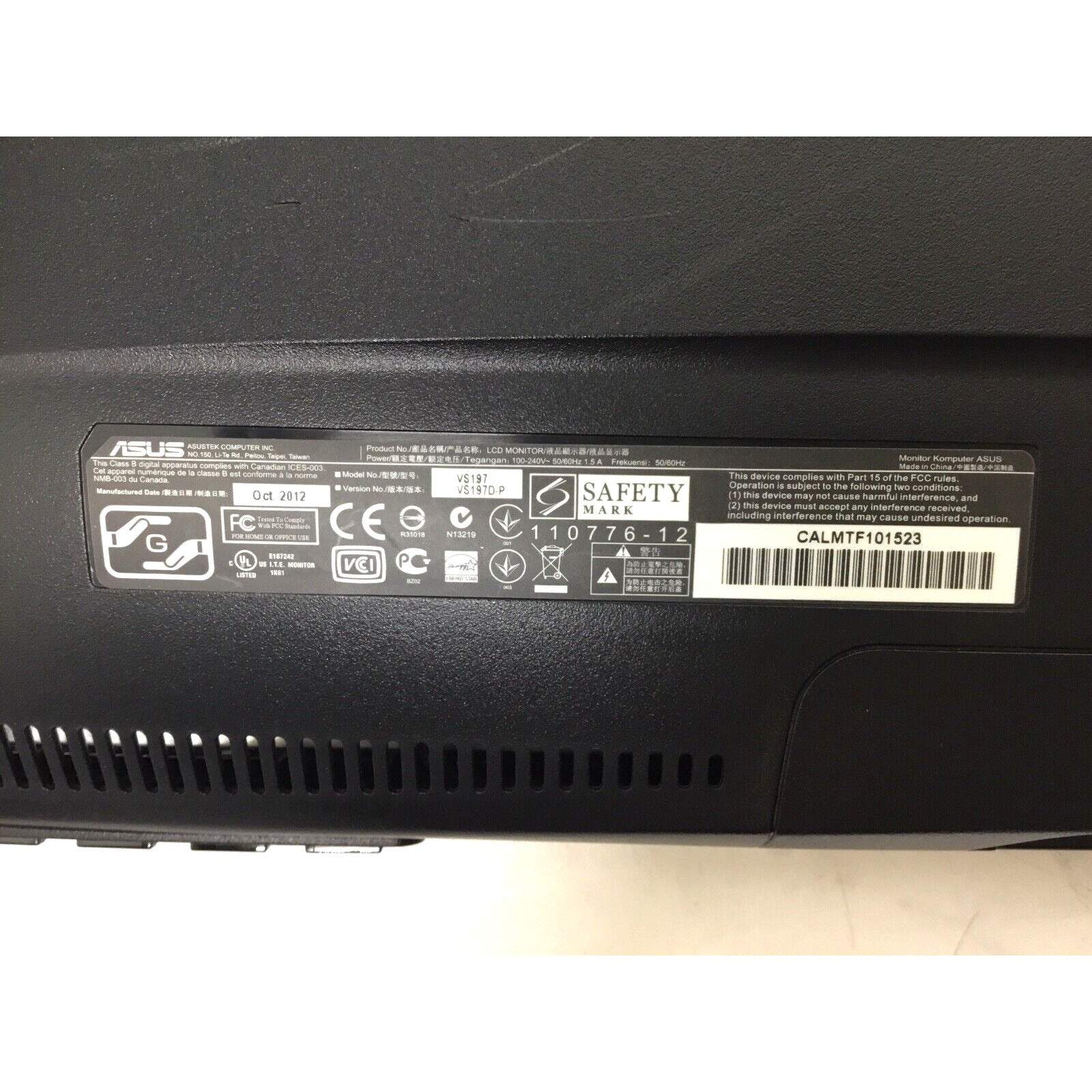 ASUS VS207T-P 19.5" HD+ 1600x900 DVI VGA Back-lit LED Monitor Black