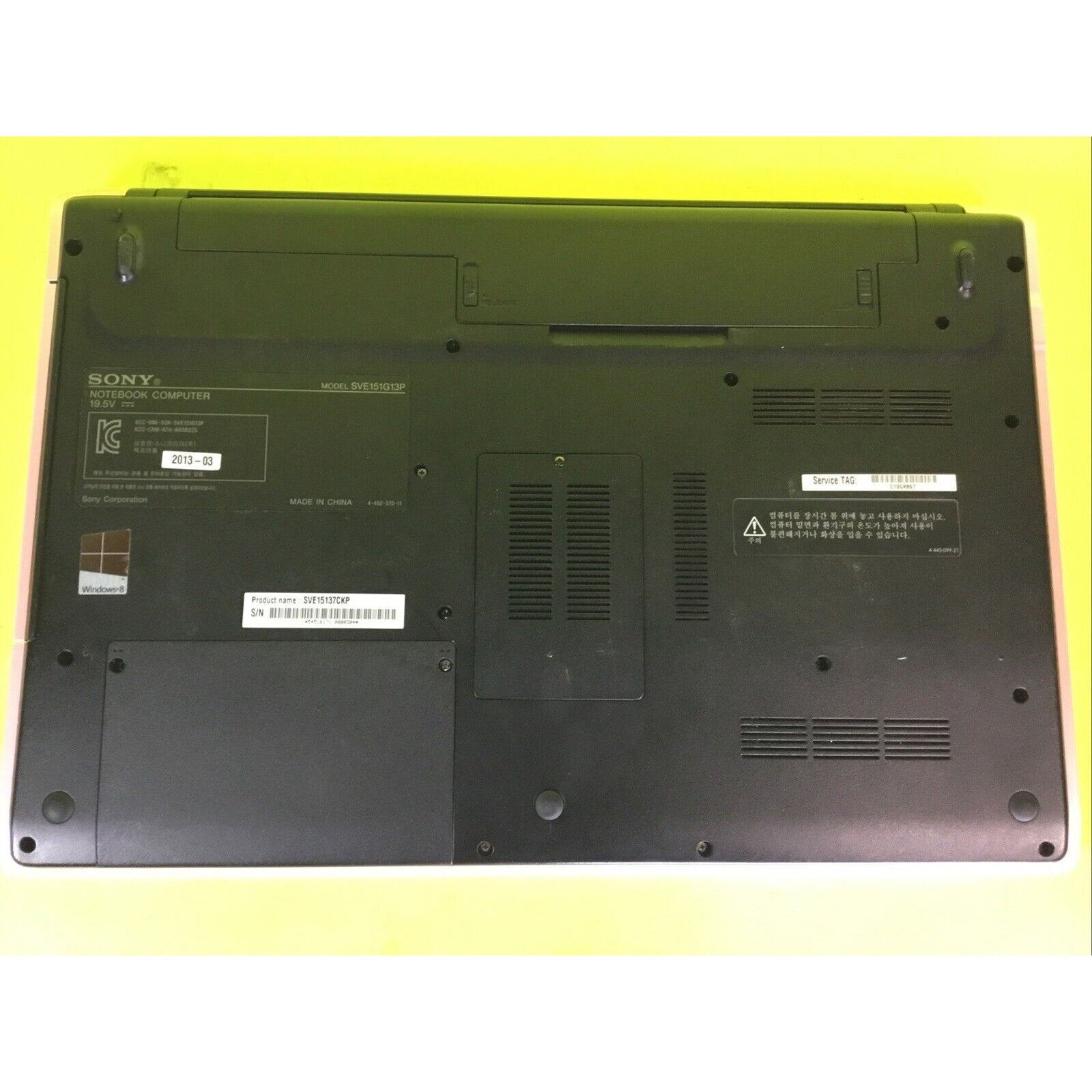 Sony Vaio SVE15137CKP Core i5 CPU 4GB RAM NO HDD FOR PARTS or REPAIR