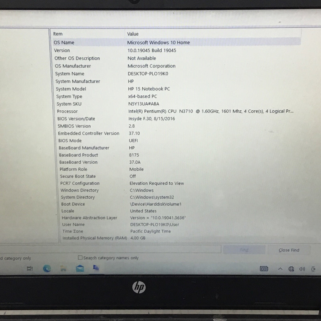 HP 15-F222WM Windows 10 Home 15.6 Inch Intel Pentium N3710 4GB DDR3 Touchscreen