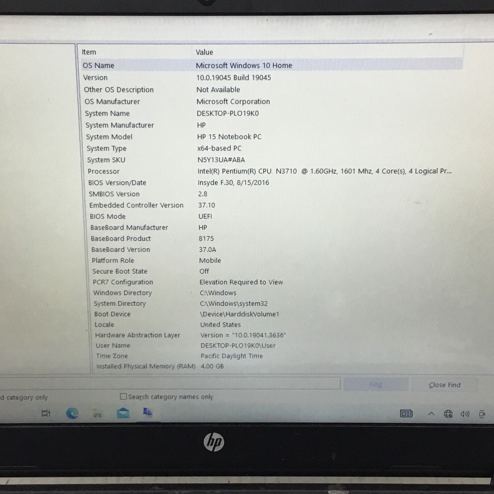 HP 15-F222WM Windows 10 Home 15.6 Inch Intel Pentium N3710 4GB DDR3 Touchscreen