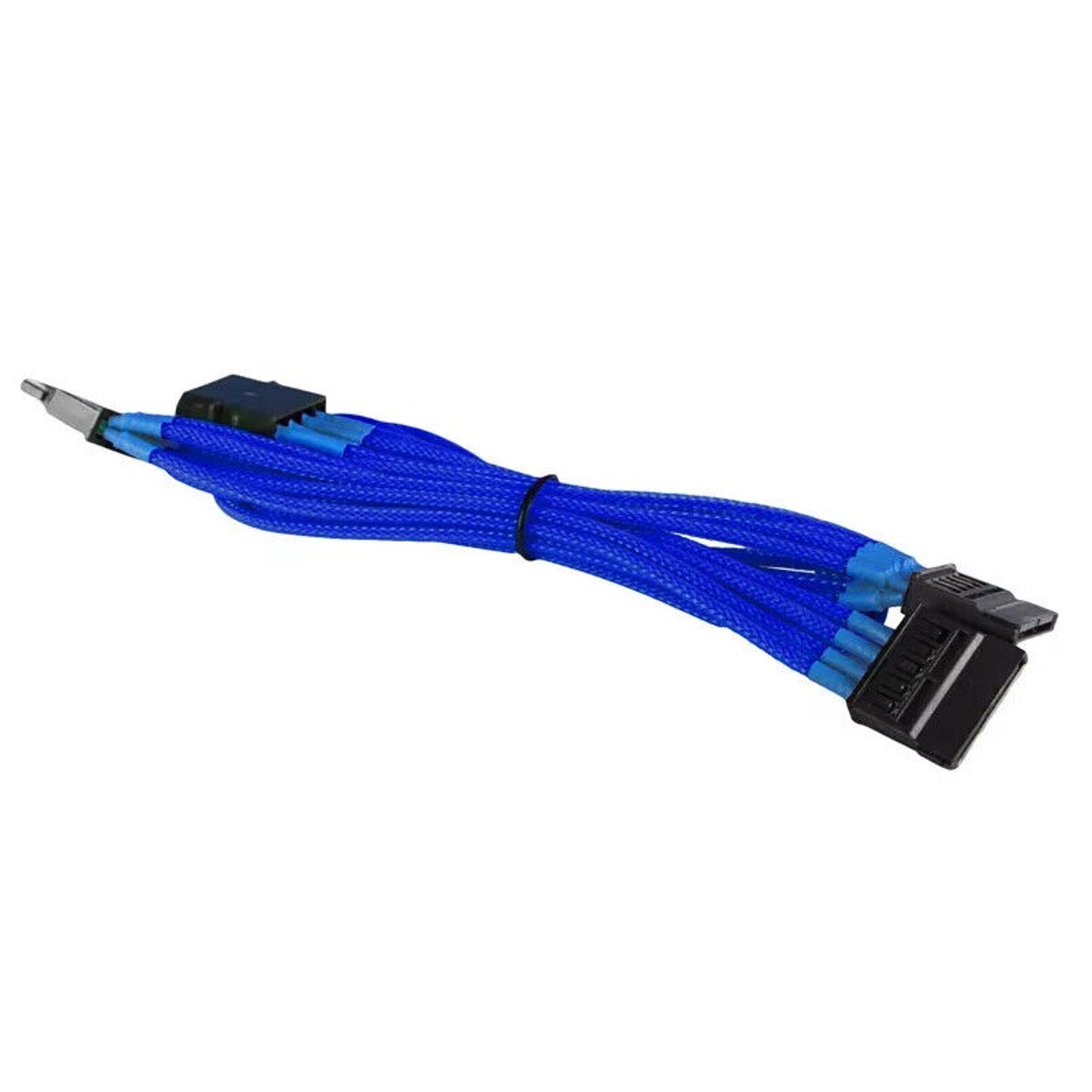 4-Pin LP4 PC Power to 3x SATA Power Adapter - Braided - Blue