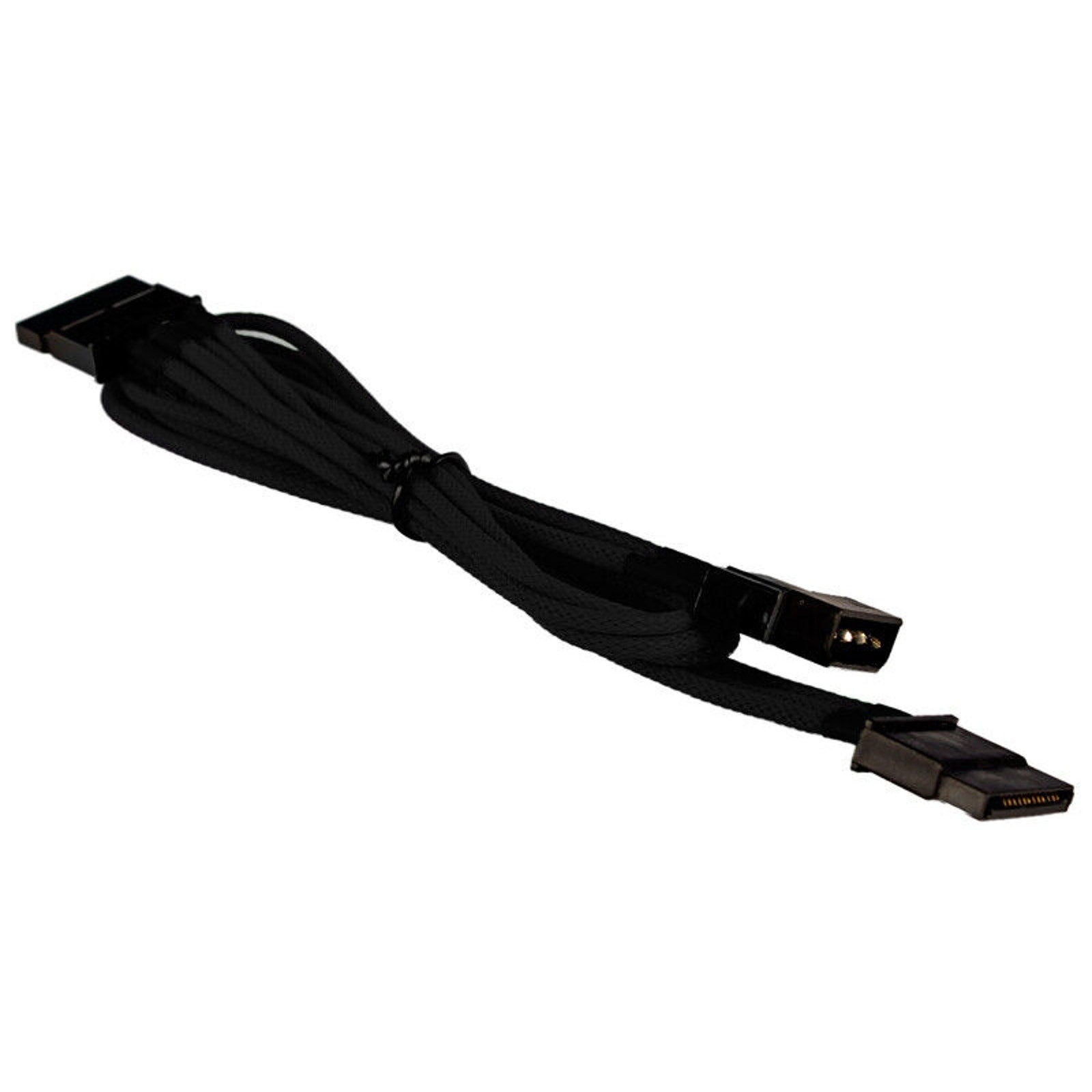 4-pin LP4 Power to 2x SATA Power Adapter Cable - Braided - Black