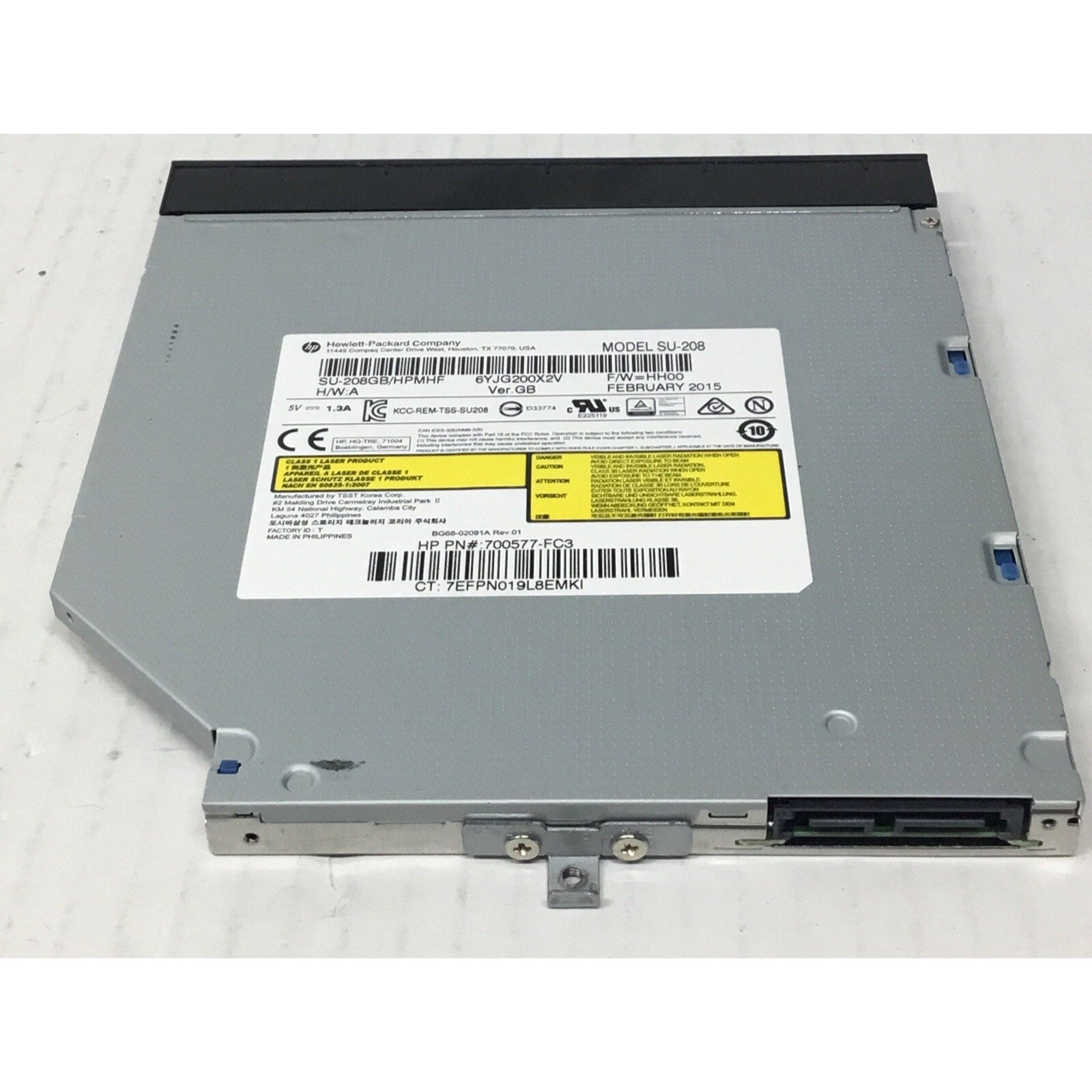 HP DVD-RW Burner Optical Drive No Bezel SU-208FB 700577-FC3