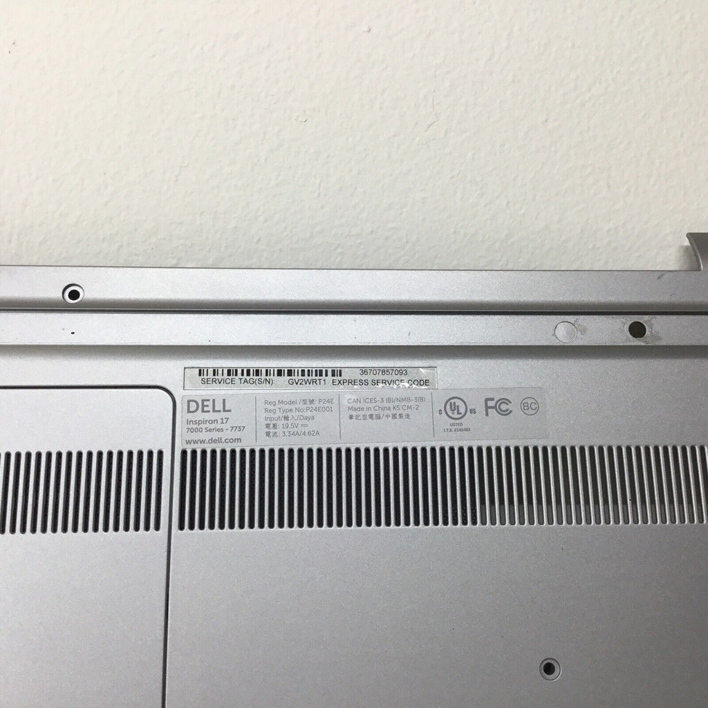 Dell Inspiron 17 7737 Laptop Bottom Base Case Cover Silver 7YFPF 07YFPF Silver