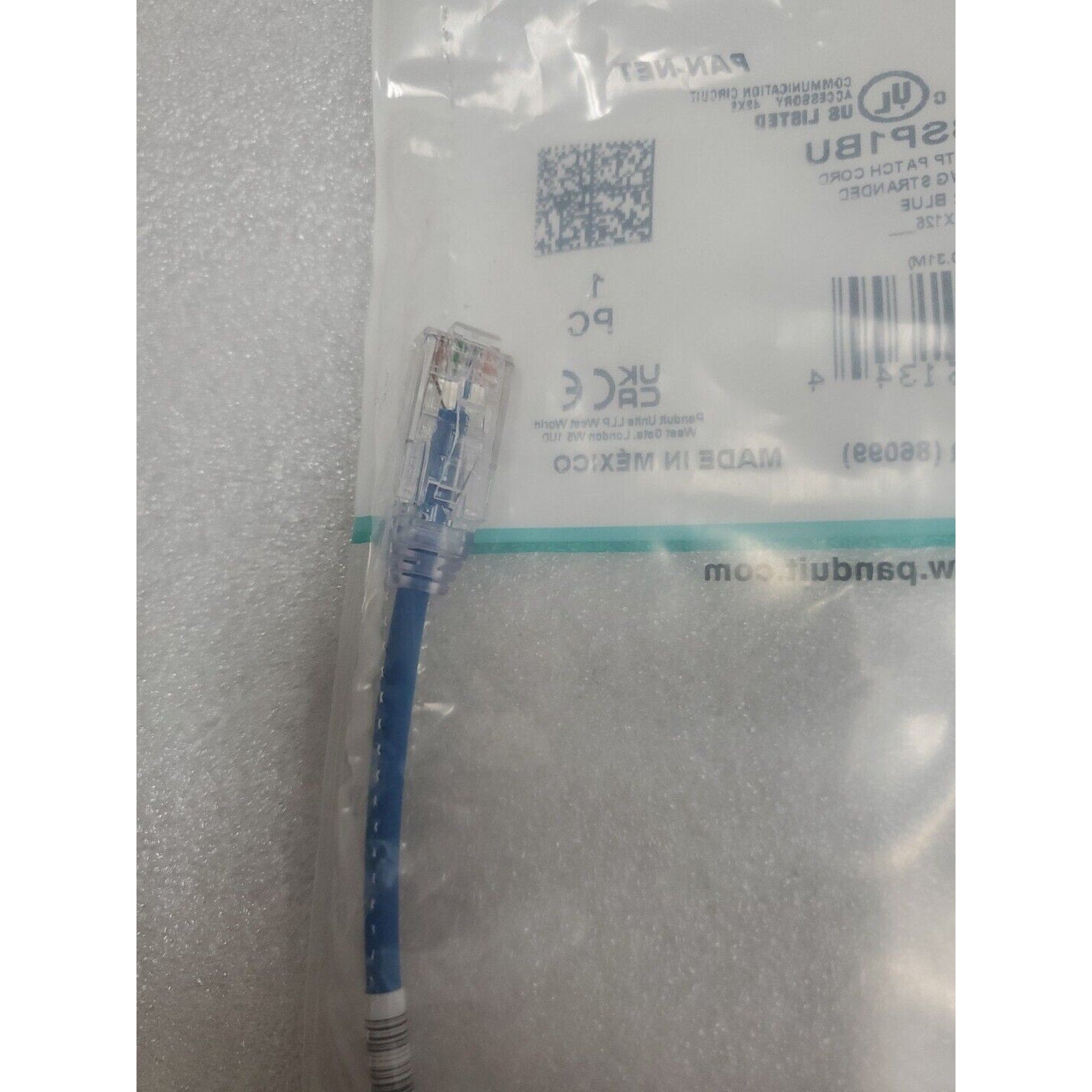 Panduit Cat 6 28 AWG Network Patch Cable/Cord, 1 FT, Blue, UTP28SP1BU