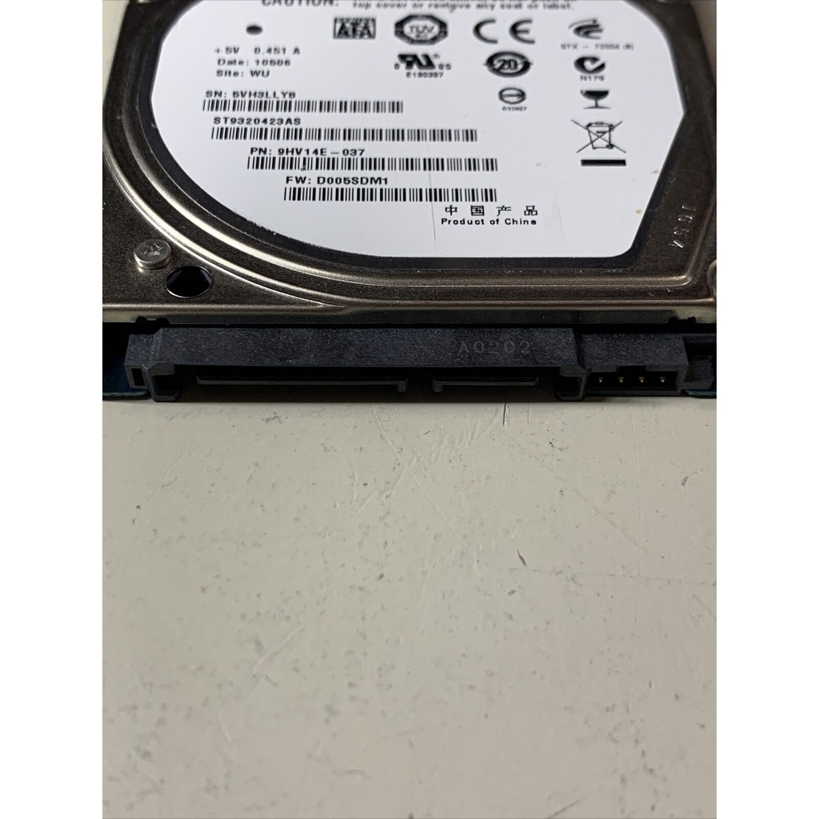 Seagate ST9320423AS 320GB 7200RPM SATA 2.5" Laptop HDD 9HV14E-037 FW: D005SDM1