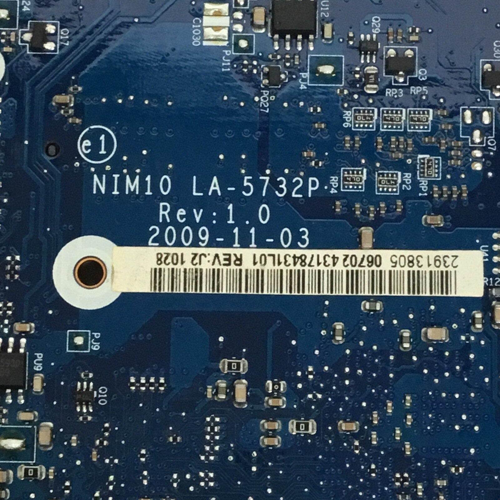 Parts Only Dell 0W9JC Laptop Motherboard NIM10 LA-5732P