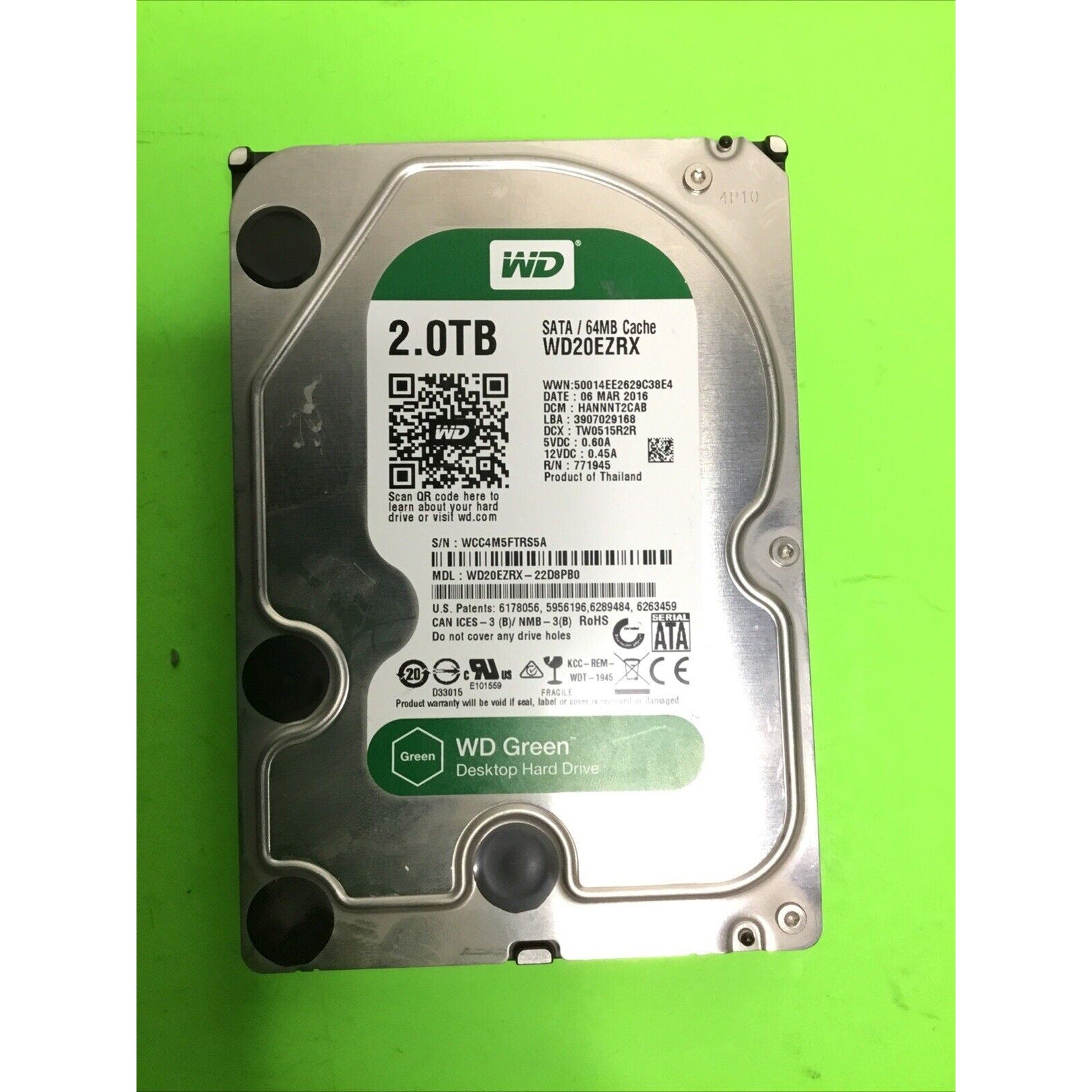 Lot of 2 Western Digital 1TB and 2TB 3.5" SATA Internal Desktop Drive HDDs