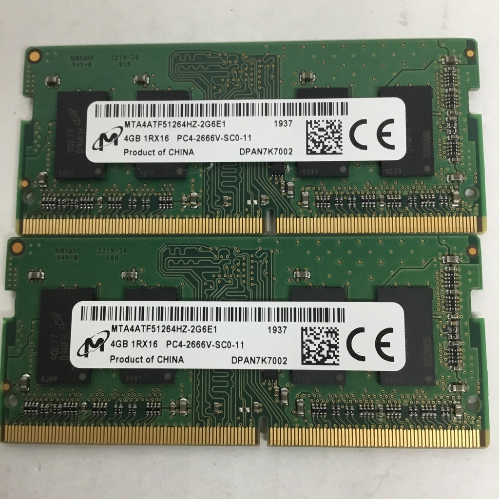 Lot Of 2 MTA4ATF51264HZ-2G6E1 MICRON LAPTOP MEMORY 4GB DDR4