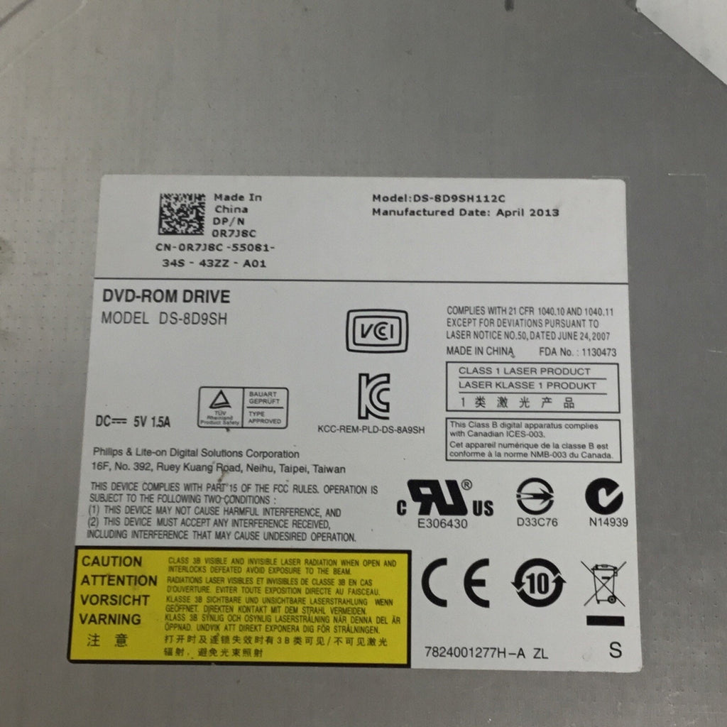DELL DS-8D9SH Dell SATA DVD ROM Media Drive PN: 0R7J8C No Front Bezel