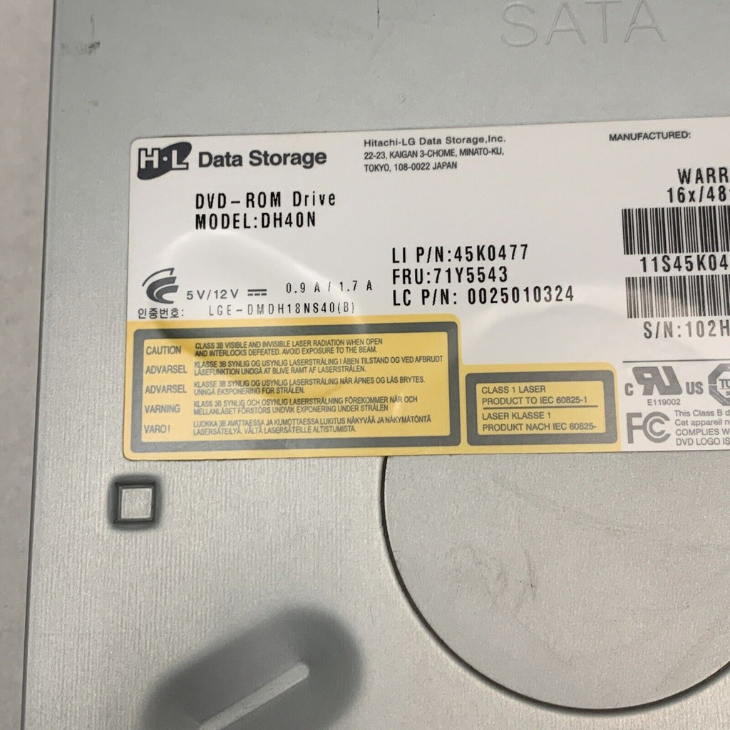 Hitachi-LG DVD-ROM Drive Model DH40N Dell Desktop SATA Lenovo P/N: 45K0477