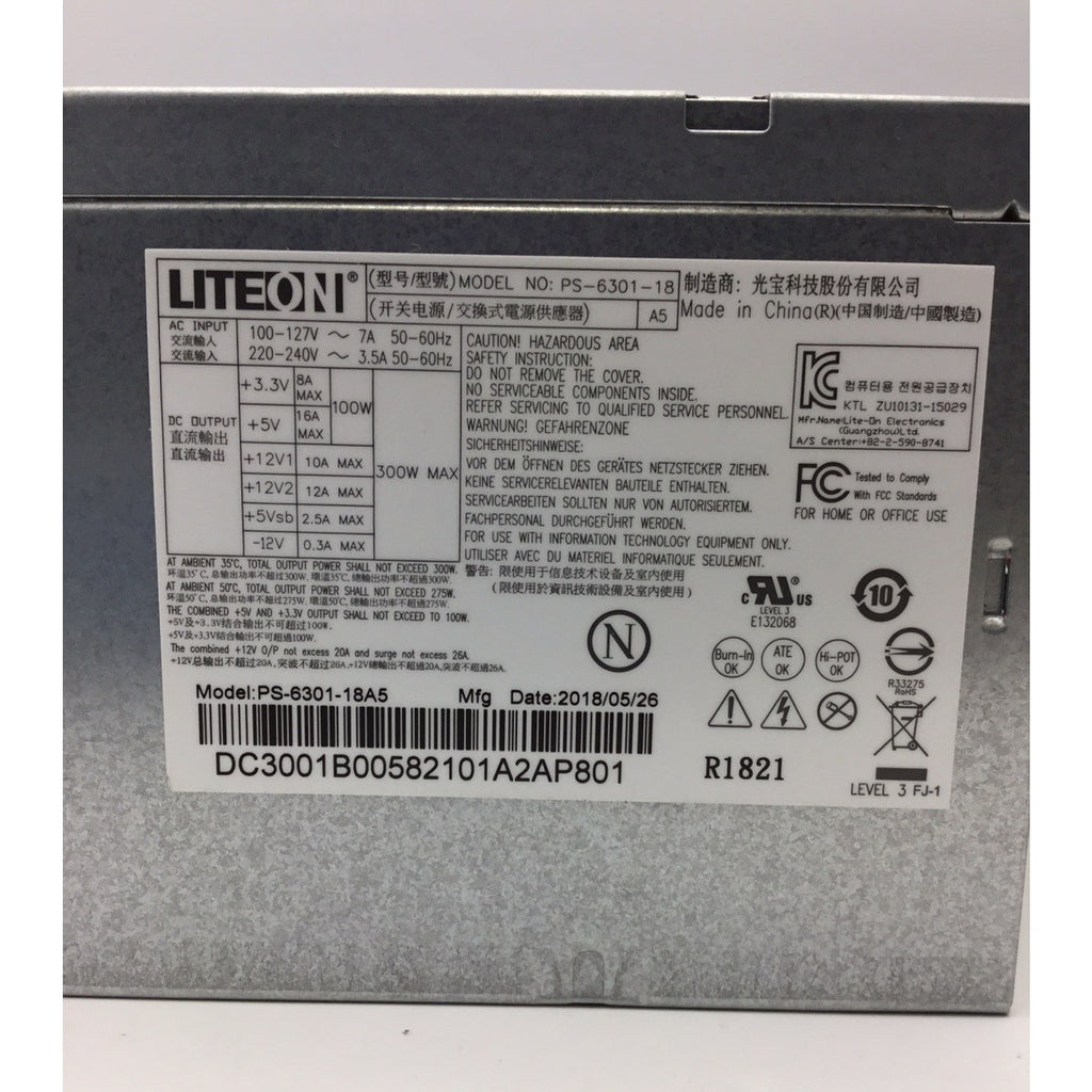 Liteon 300 W 24 Pin ATX Desktop Power Supply PS-6301-18