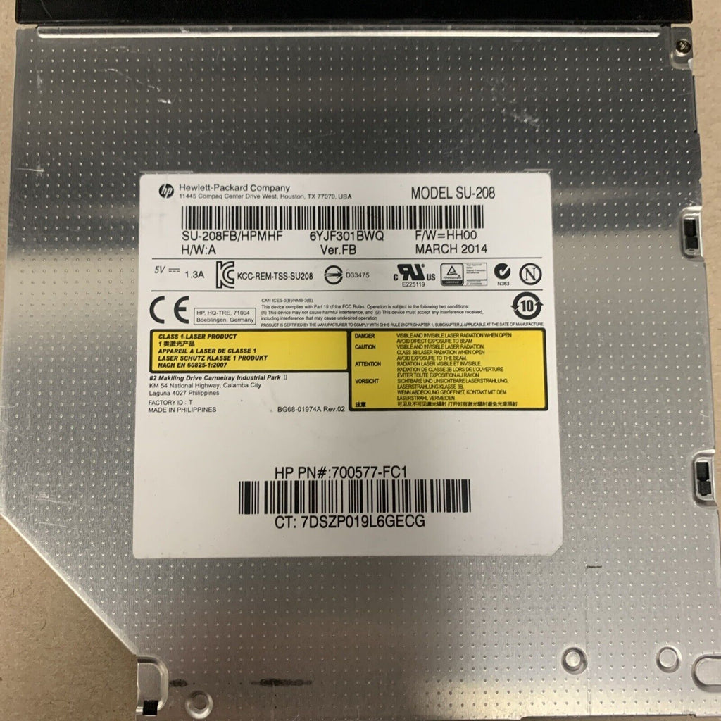 Hewlett-Packard Genuine Laptop DVDRW Burner Drive SU-208 700577-FC1 / 750636-001