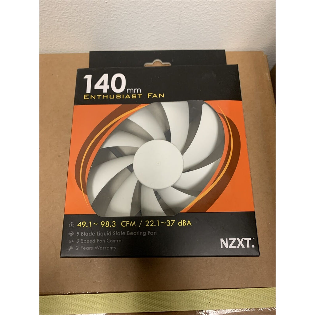 NZXT FX-140LB 140mm Enthusiast PC Computer Case Fan - 49.1-98.3cfm - Black/White