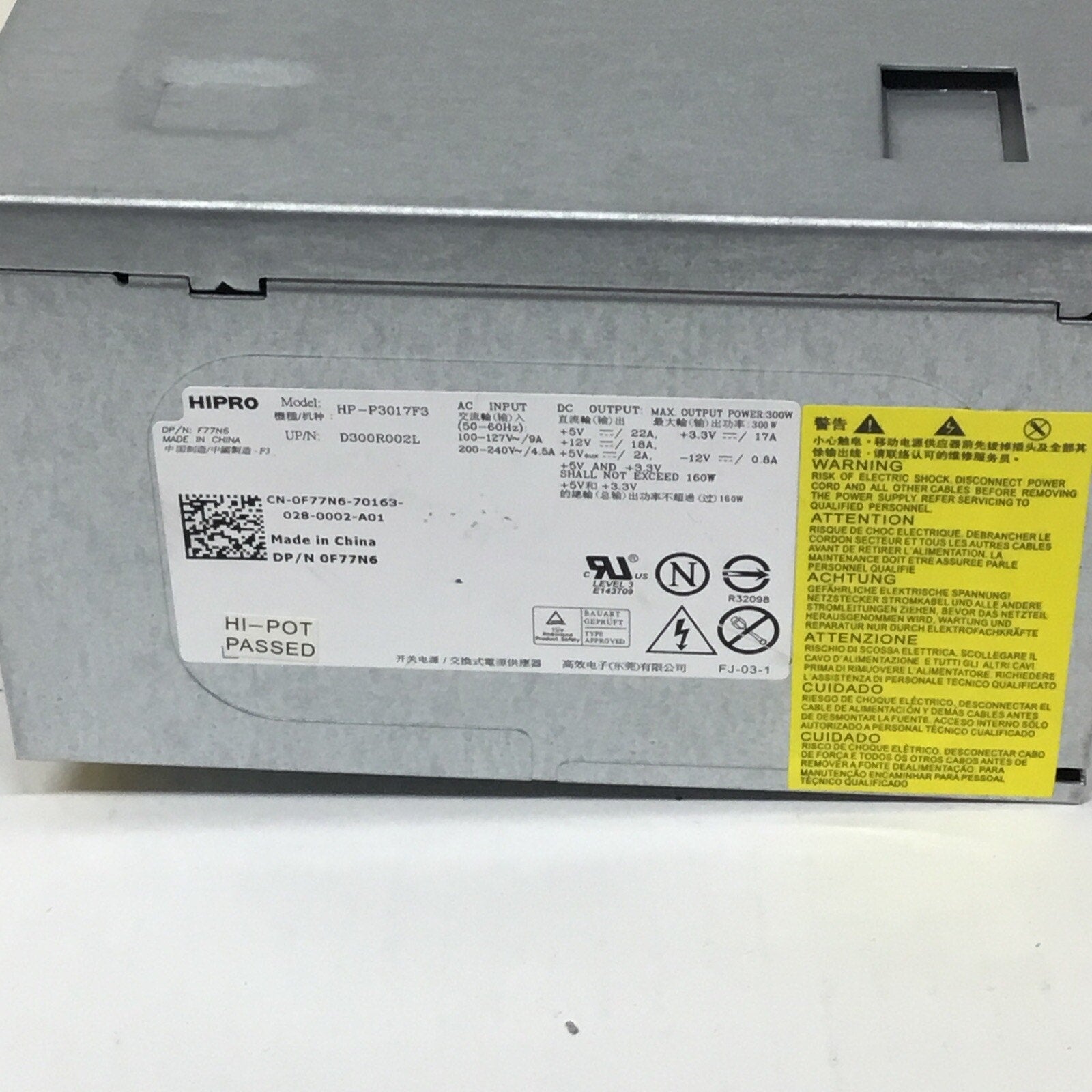 Desktop HP-P3017F3 300W Power Supply- H057N 0H057N