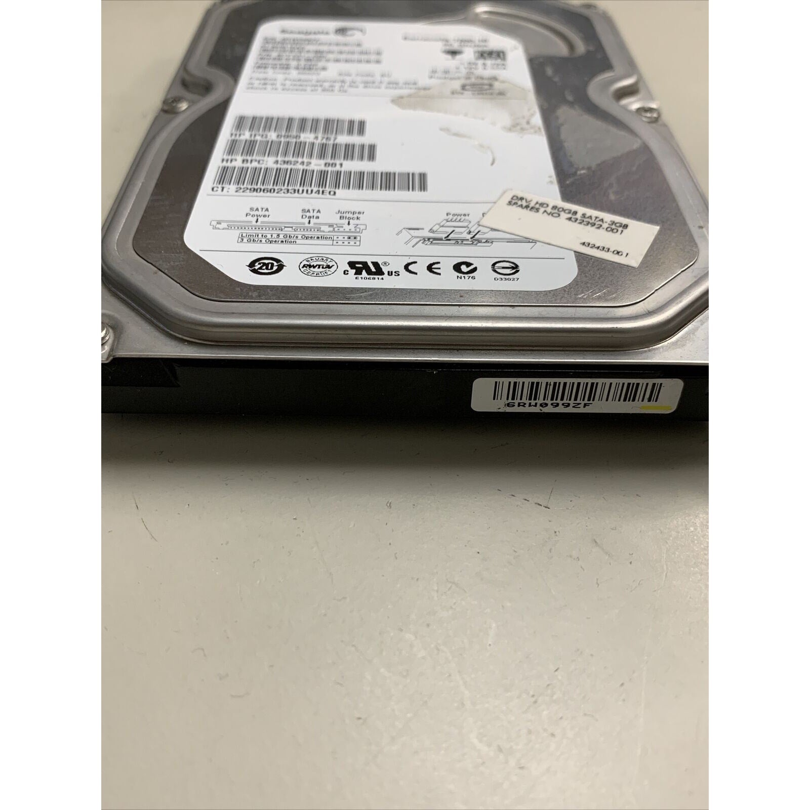 HP 432392-001 Seagate 9CY131-020 80GB 7200RPM SATA-2 8MB Cache 3.5" Hard Drive