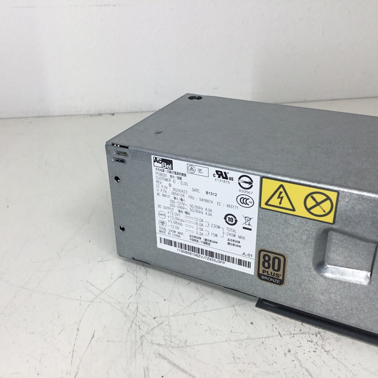 Lenovo M Series AC Bel PCB020 240W 80+ Bronze Power Supply