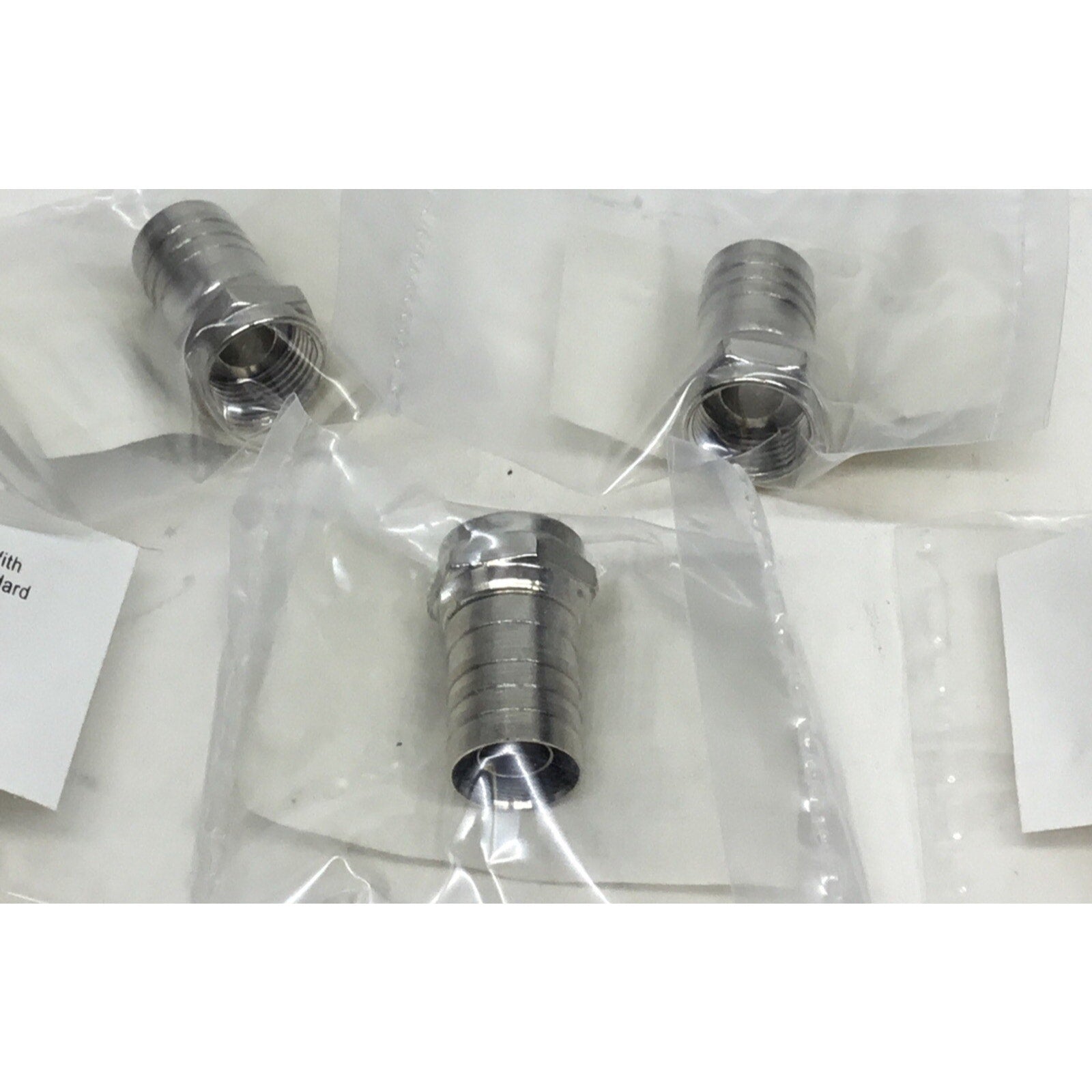 5 Pack Lot - Male F Connector Crimp On Type, With Attached Grip Ring, For RG-6U