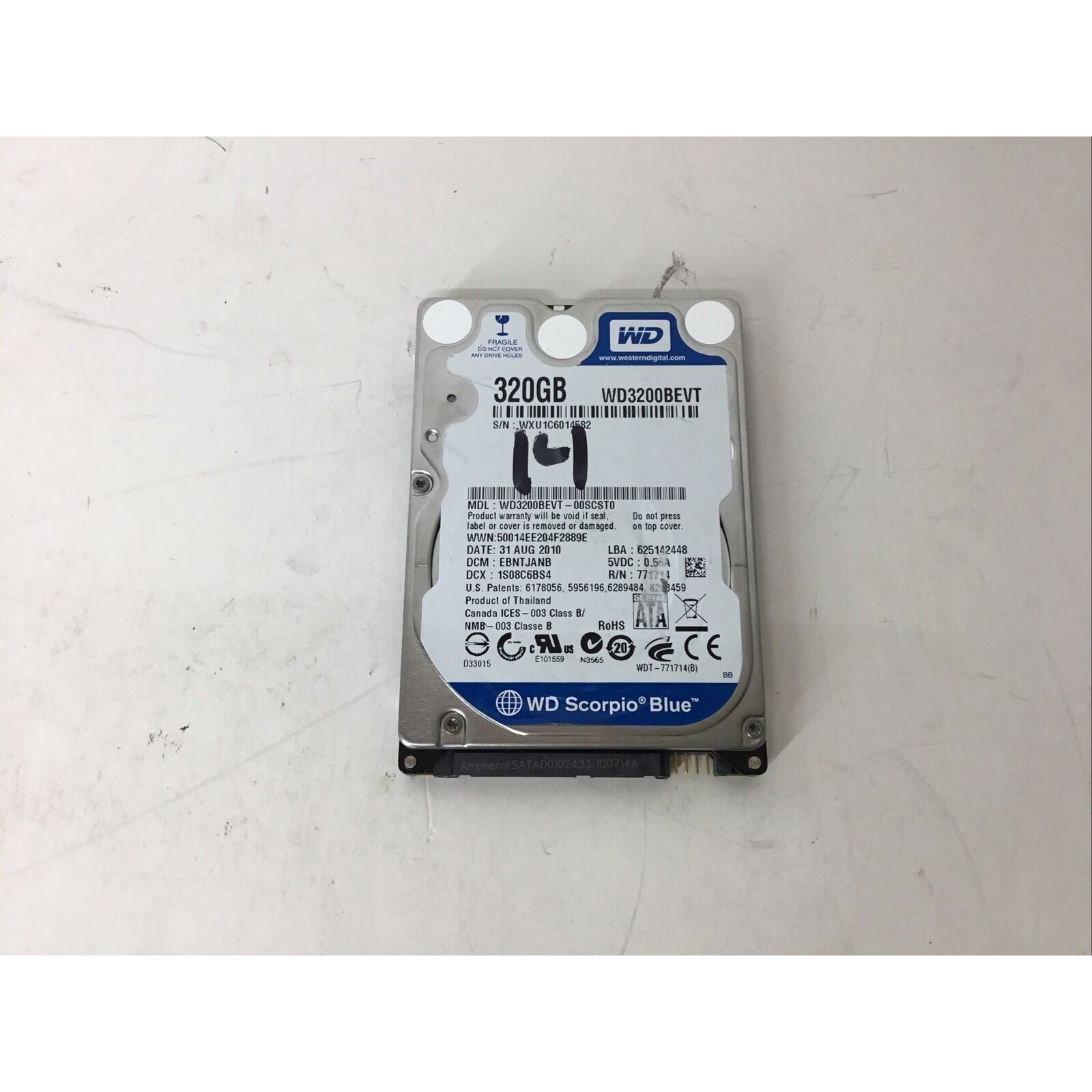 Western Digital Scorpio Blue 320GB Hard Drive 2.5" WD3200BEVT-00SCST0 HDD