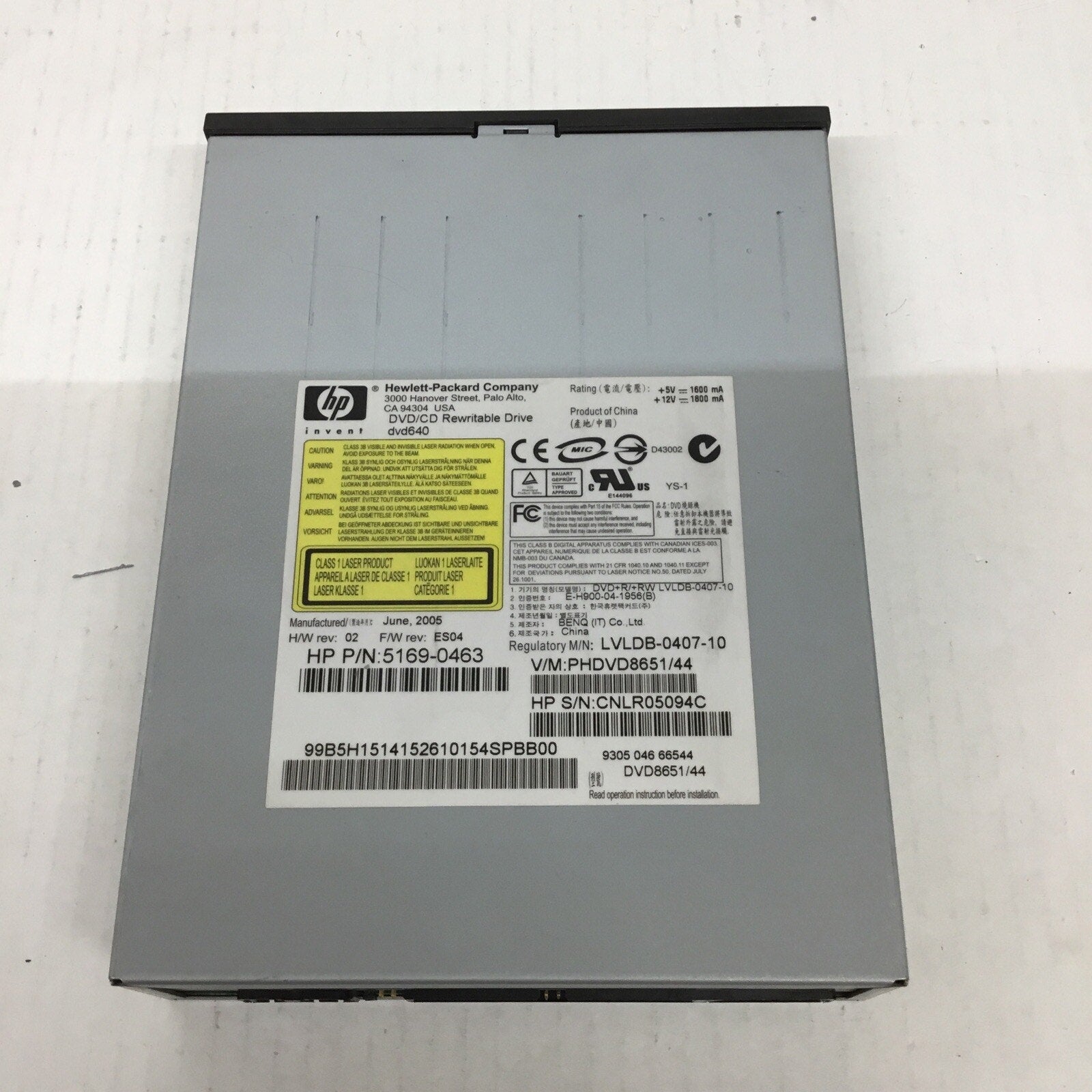 HP dvd640 5169-0463 DVD-RW/CD-RW Optical Drive Black Bezel