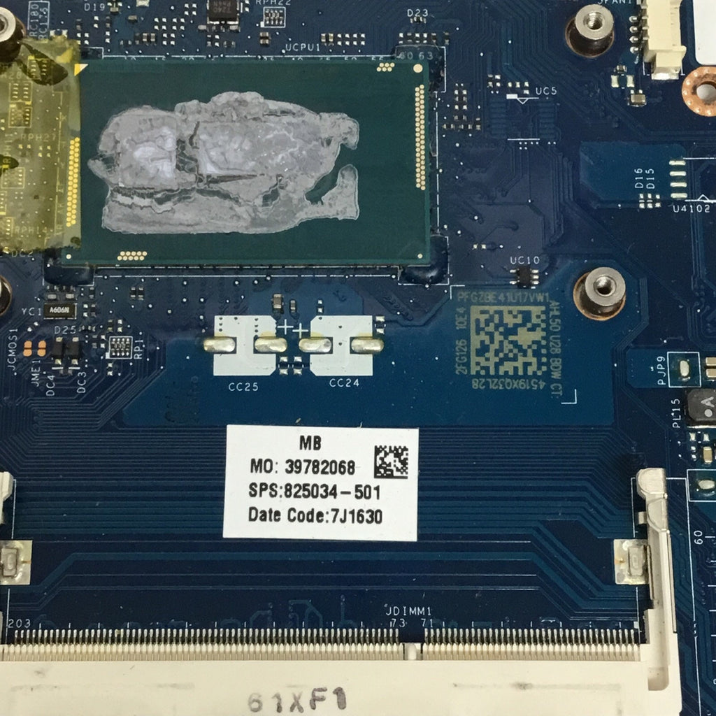 For parts 825034-501 LA-C701P HP MOTHERBOARD INTEL I3-5020U 15-AC AS IS