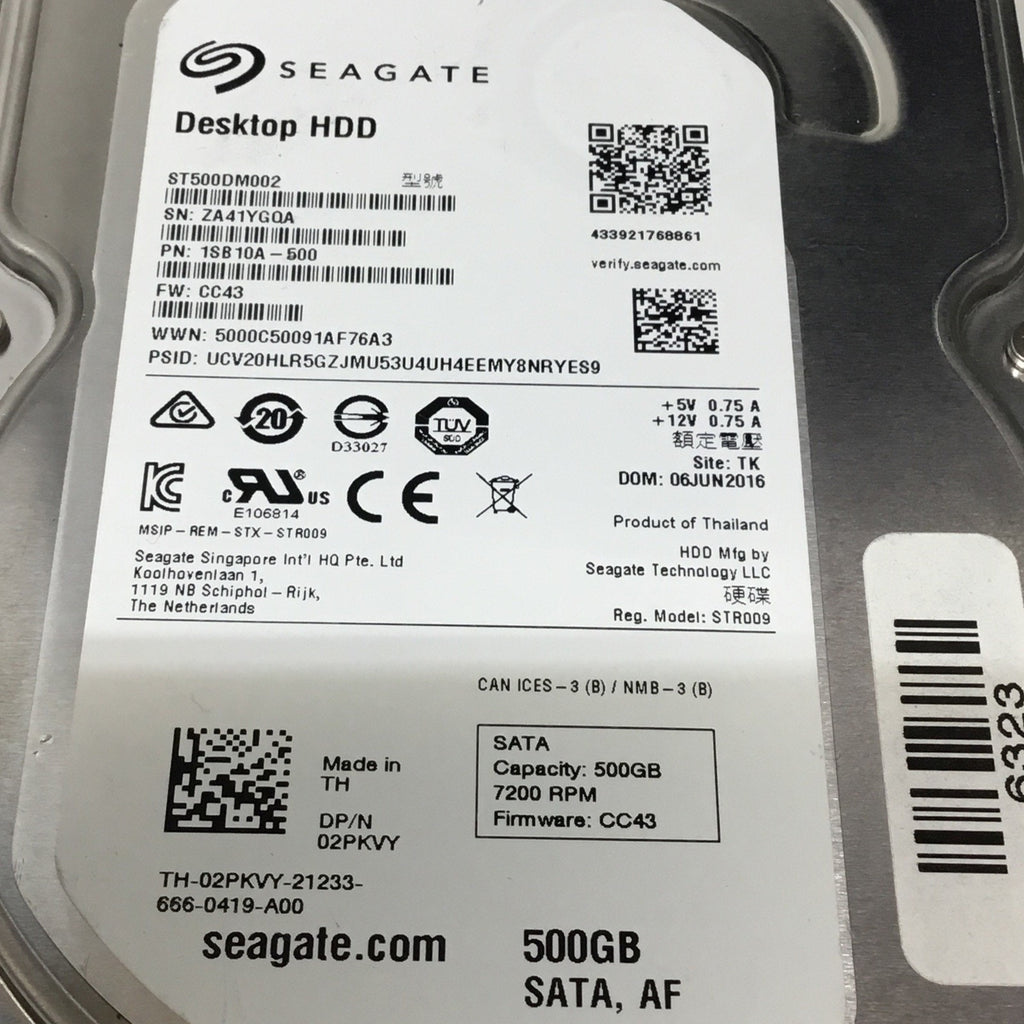 Seagate ST500DM002 3.5" 500GB 7200RPM SATA Hard Drive 1SB10A-500 2PKVY