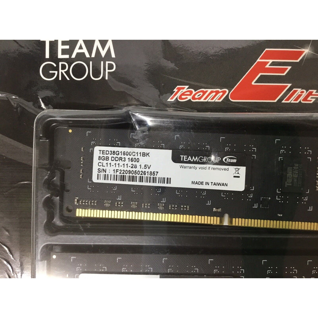 Team Group Elite DDR3 8GB Kit 2x4GB 1600MHz PC3-12800 Memory TED316G1600C11DC01
