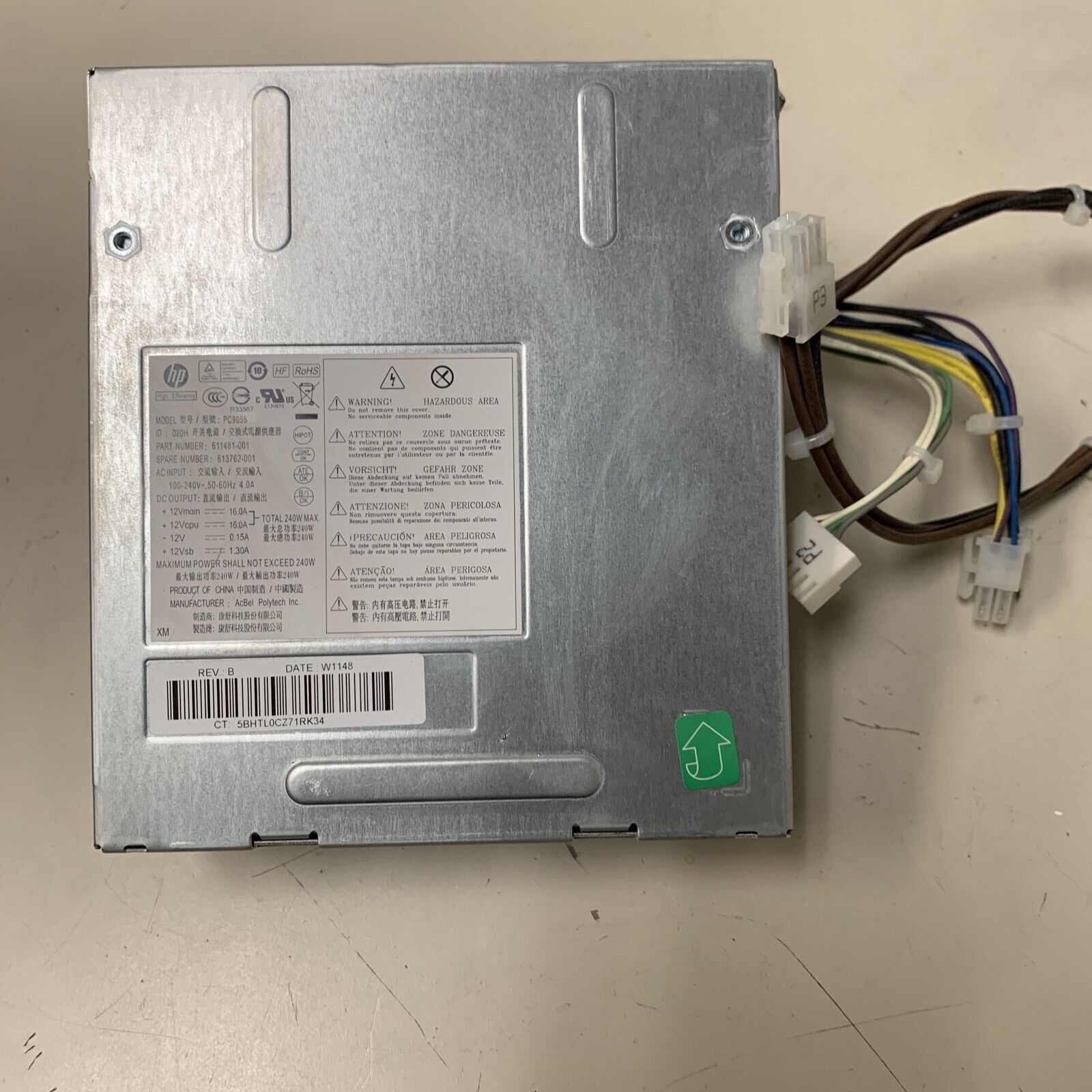 HP Elite 240W PC9055 8200 8300 Pro 6000 6005 6200 SFF Power Supply 611481-001