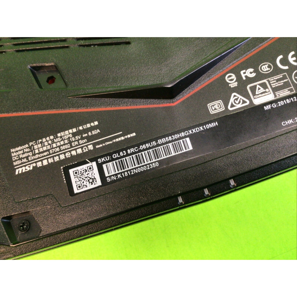 MSI GL63 8RC Gaming Laptop Core i5-8300H 24GB DDR4 RAM 240GB SSD+500GB HDD