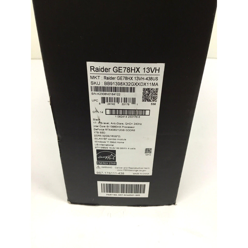 MSI Raider 17" 240Hz Gaming Laptop GE78HX 13VH-438 i9-13980HX 1TB 32GB RTX 4080