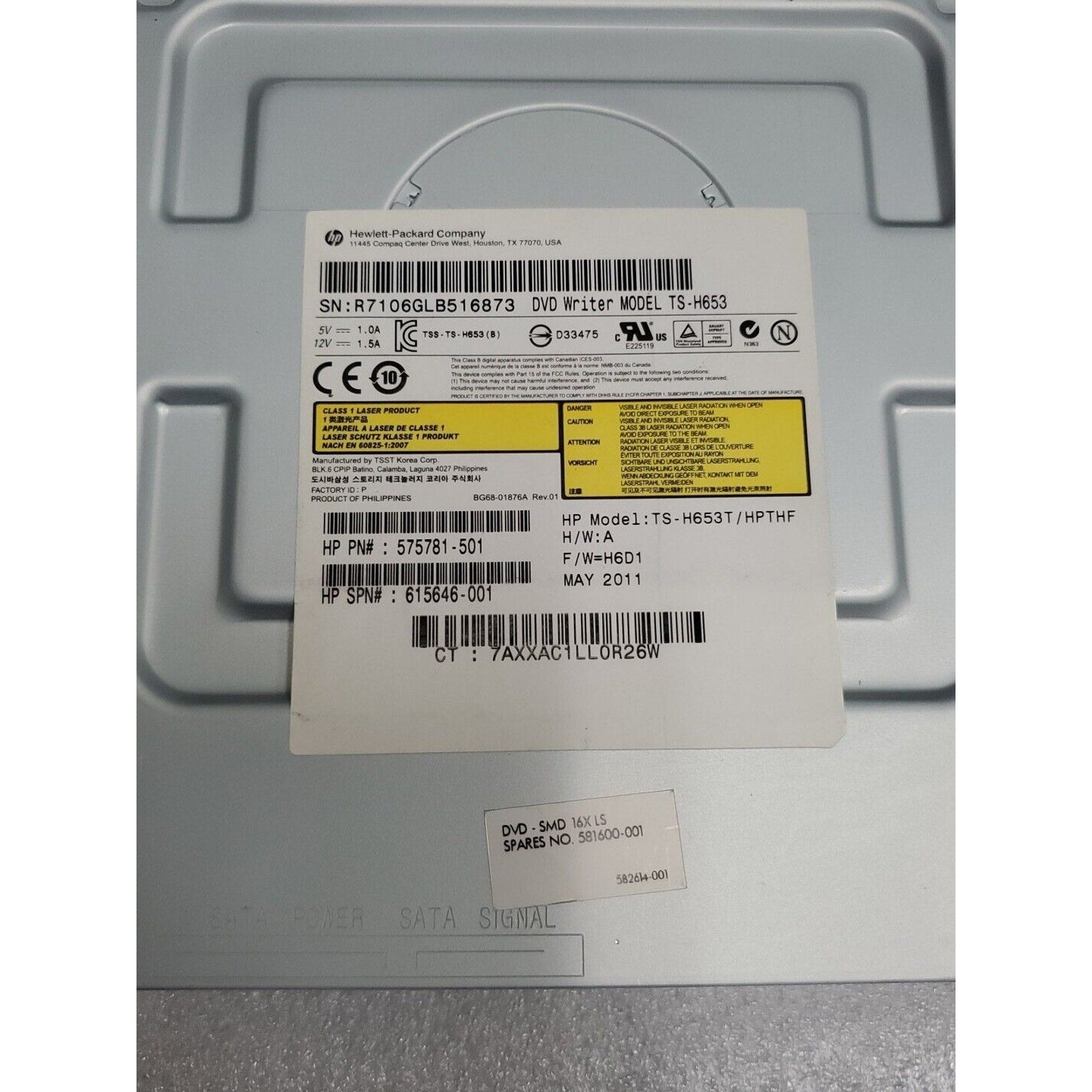HP DVD CD RW Desktop Drive 575781-501 TS-H653 With Lightscribe