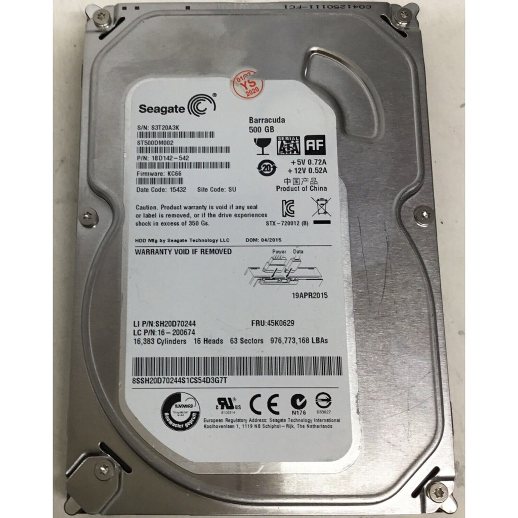 Seagate Barracuda 500GB 3.5in HDD 7200RPM SATA 1BD142-542