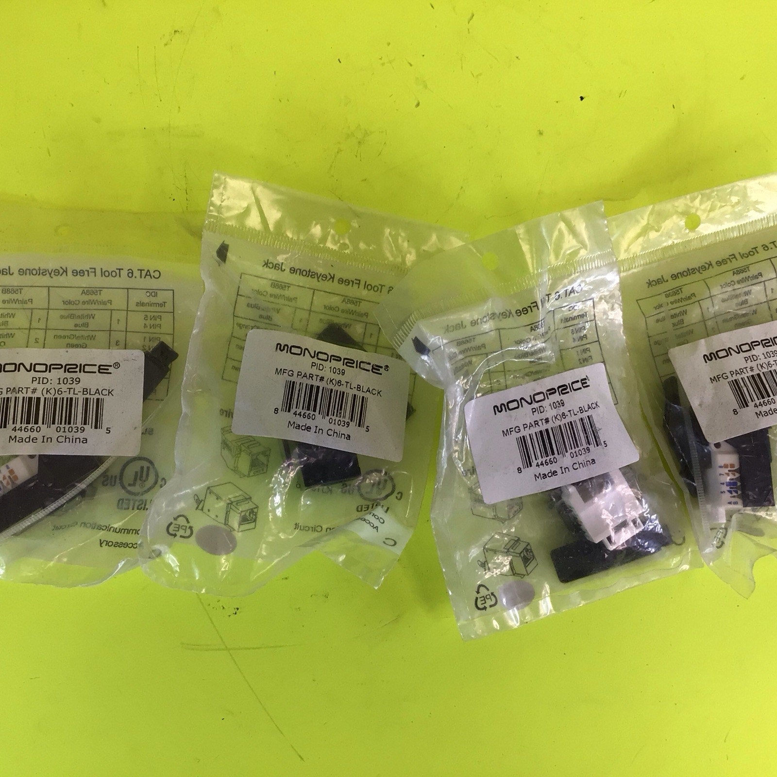 6 Pack of Cat 6 Tool Free Keystone Jack Black