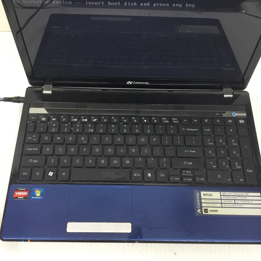 For Parts Gateway NV53A Laptop / No HDD / No Adapter / Bad Battery