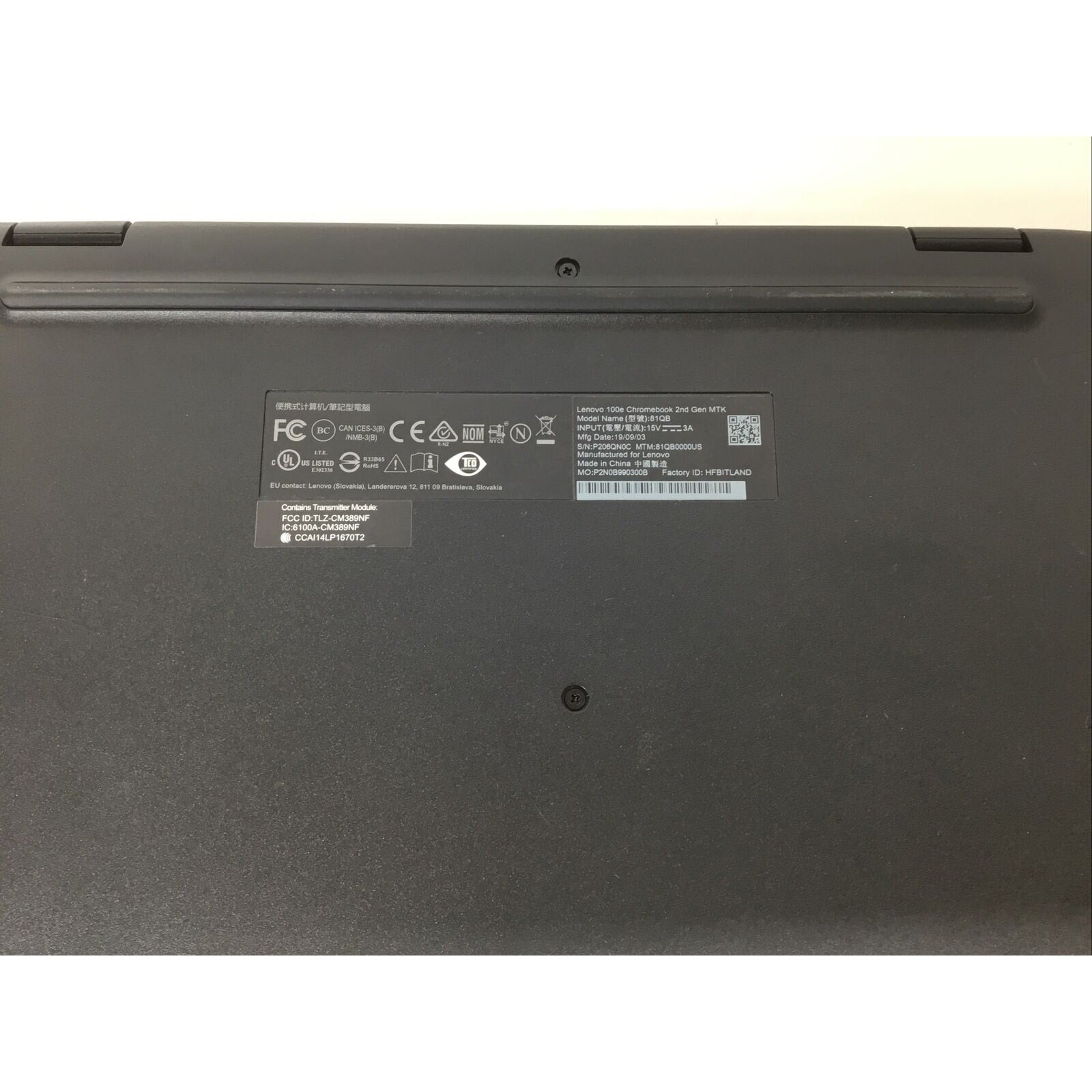 Lenovo 100e Chromebook MTK 81QB 11.6" MediaTek 8173C 2.10GHz 4GB 16GB 81QB0000US