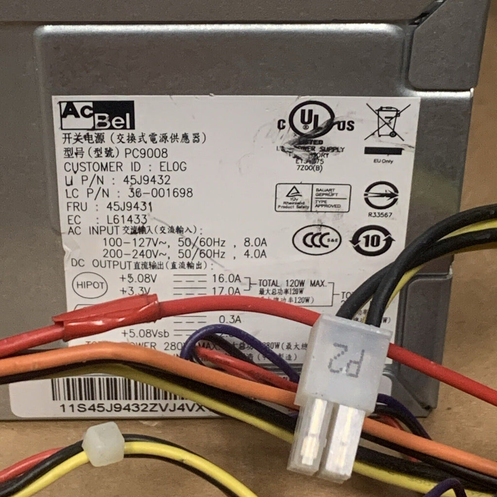 AcBel 45J9432 PC9008 36-001698 280W 24-Pin ATX Desktop Power Supply For Lenovo