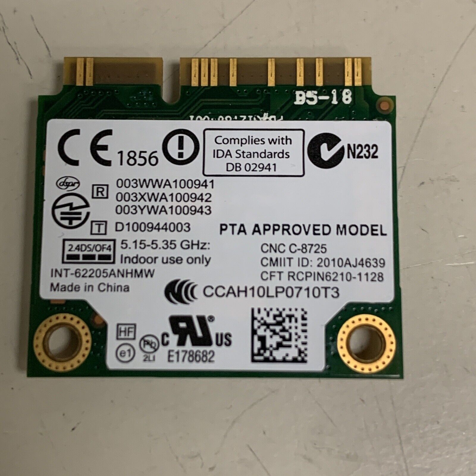 OEM Dell X9JDY Intel Centrino Advanced-N 6205 62205ANHMW a/b/g/n PCIe Half