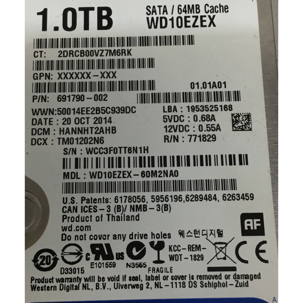 WD10EZEX 691790-002 1TB 3.5 SATA/600 7200rpm 64MB 6GB/S