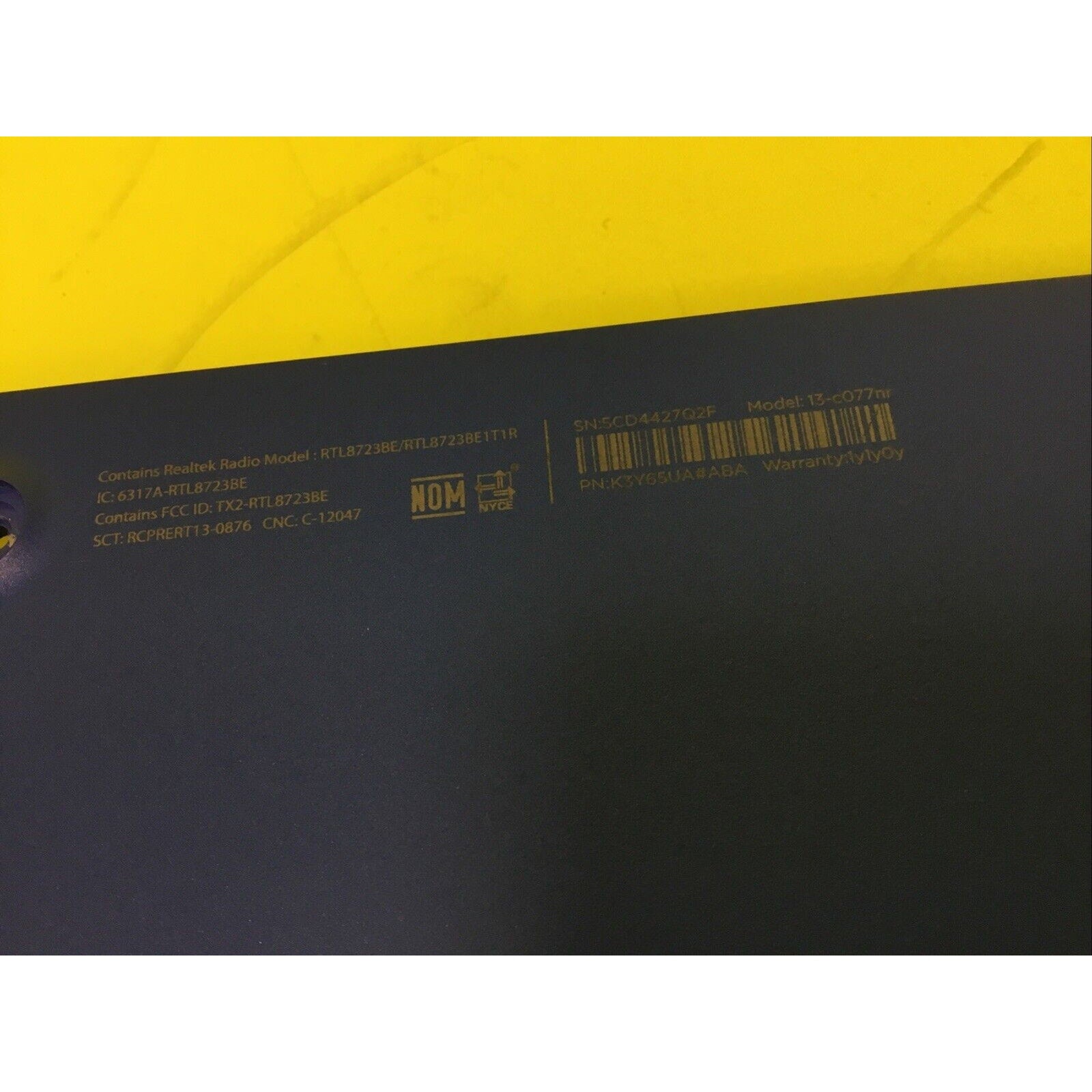 HP Stream 13-C 13-C077NR Bottom Cover