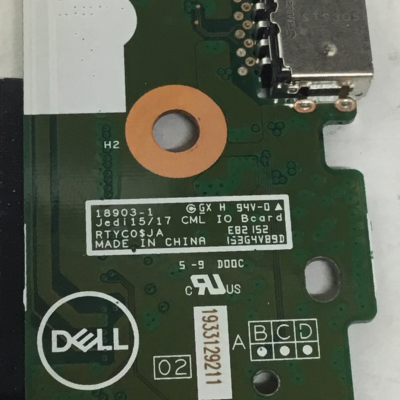 Dell Inspiron 15.6” 7591 2-in-1 OEM USB Audio Port Board w/Cable X4J6Y RTYC0