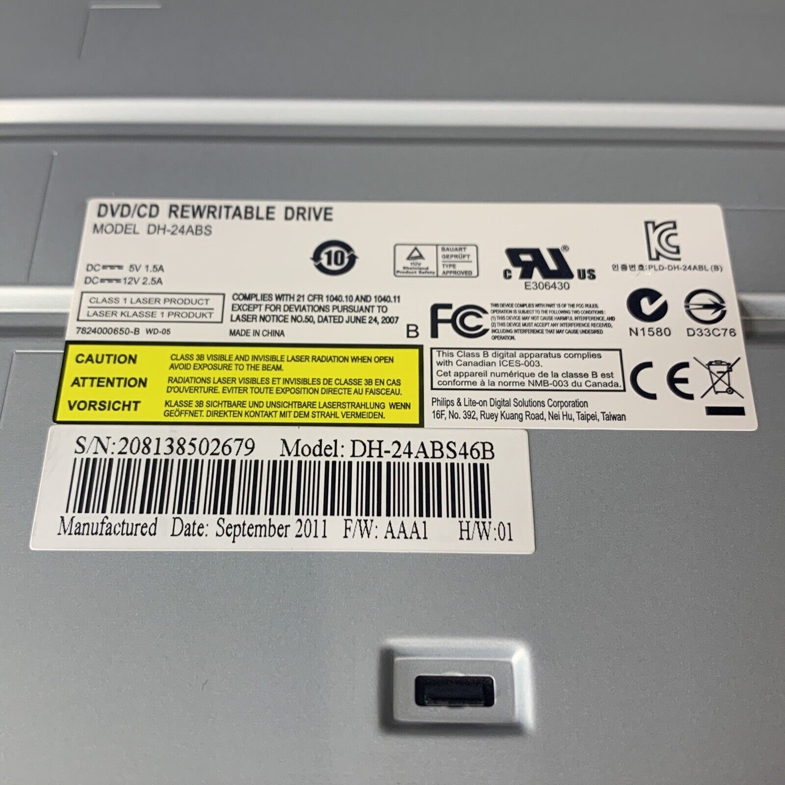 Philips DH-24ABS MultiMedia SATA DVD-RW Drive DH-24ABS46B