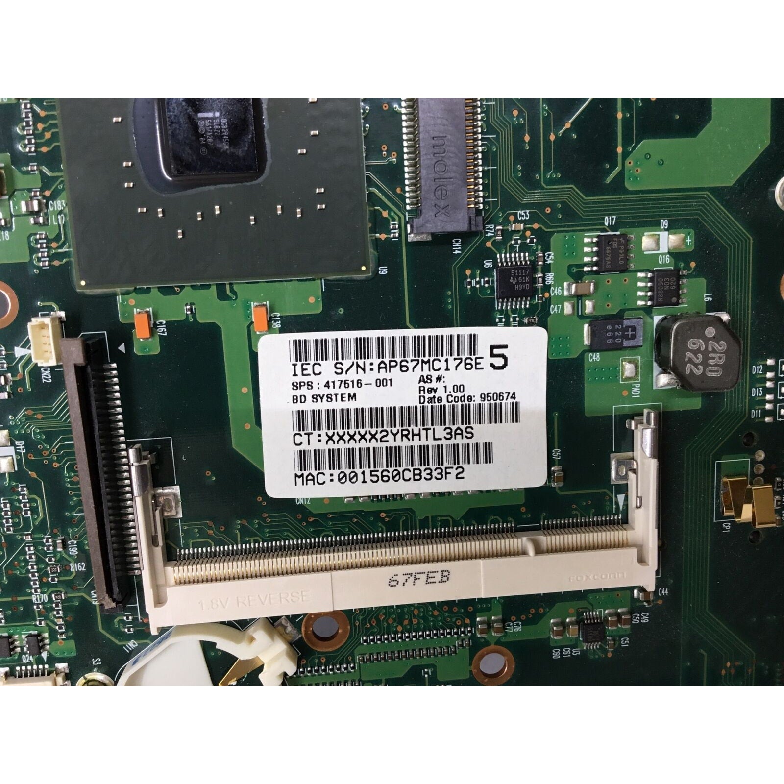 OEM Motherboard 441094-001 For HP Compaq NX7300 - FOR PARTS