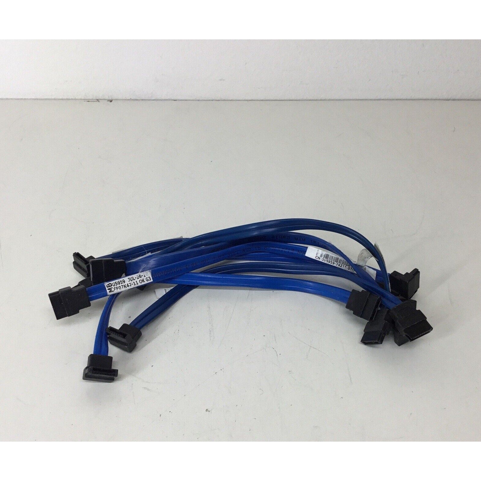 Lot Of 7 - Dell SATA Drive Cables Straight to Right Angle - Blue U5959 0U5959