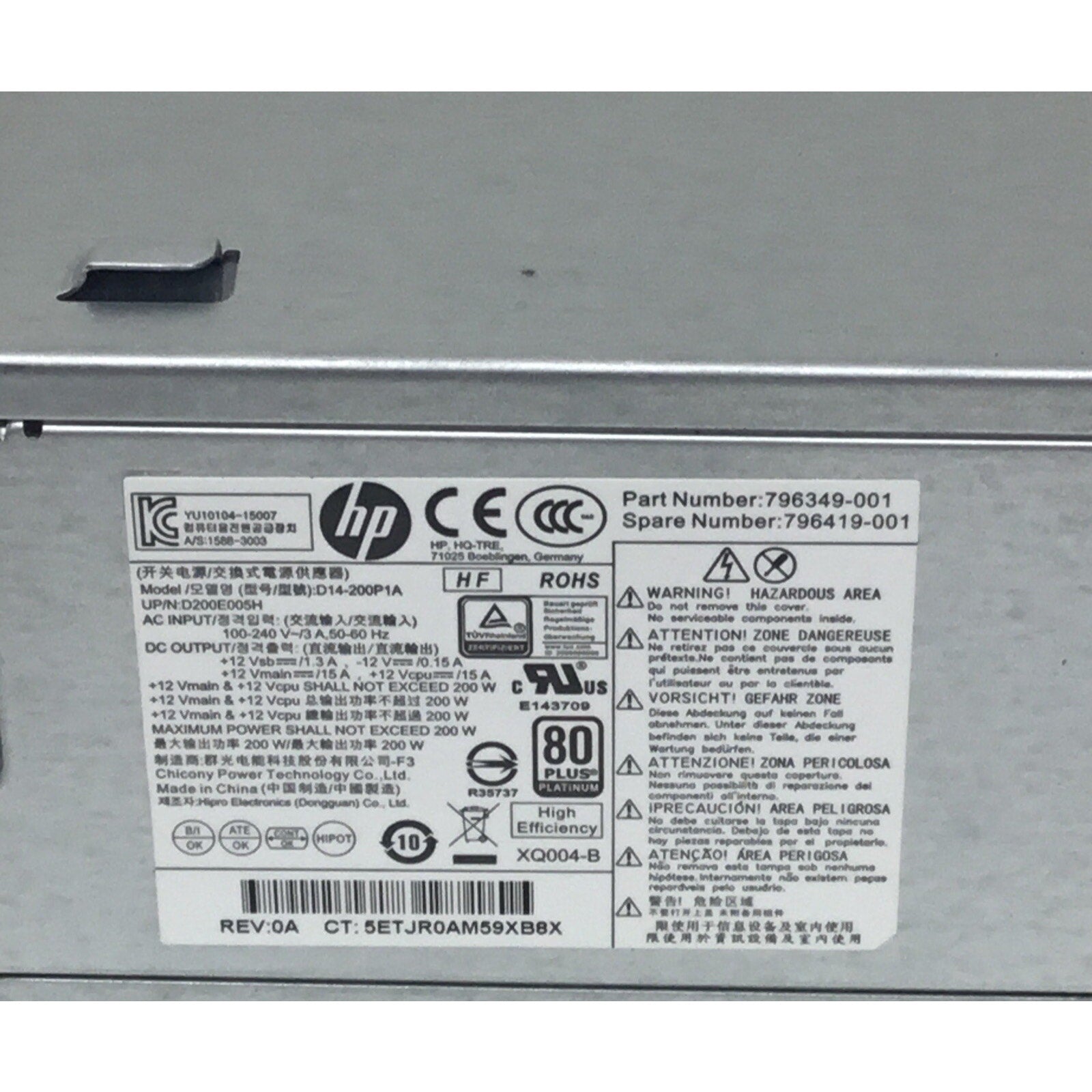 HP 796349-001 ProDesk 600 G2 200W 4-Pin Desktop Power Supply