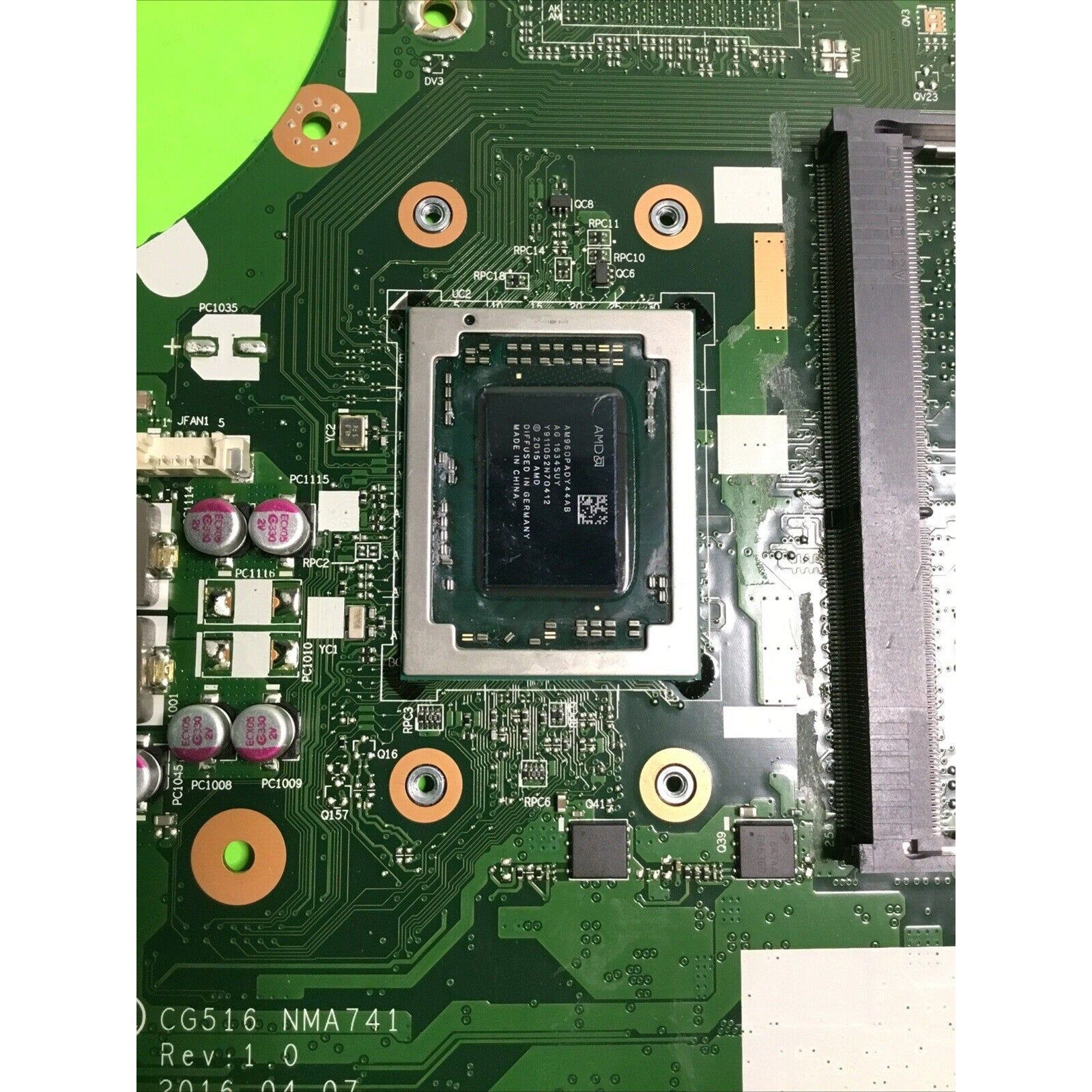 Lenovo IdeaPad 310-15ABR AMD A10-9600P Motherboard CG516 NM-A741 FOR PARTS ONLY