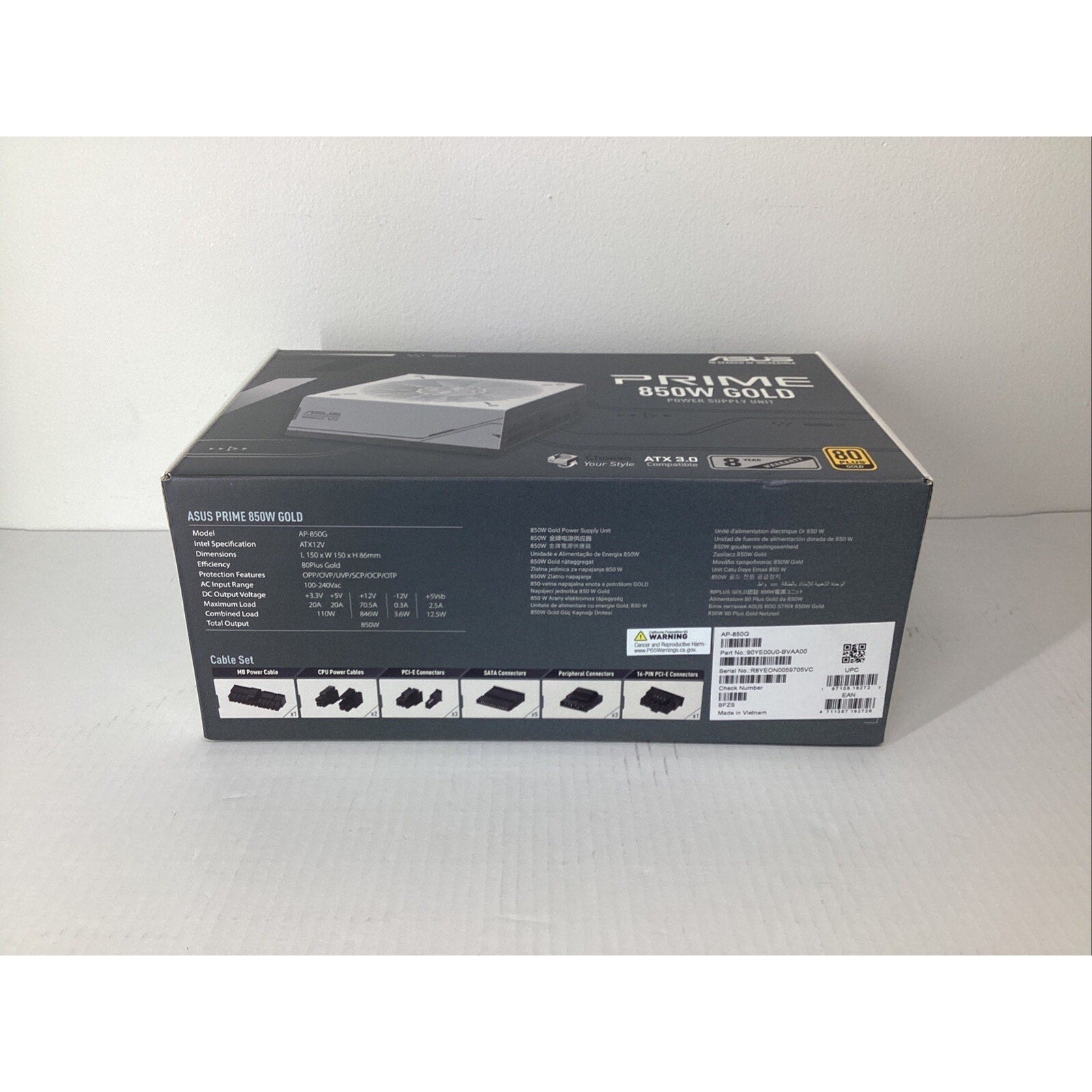 ASUS Prime 850W Gold PSU AP-850G ATX PSU BOX ONLY