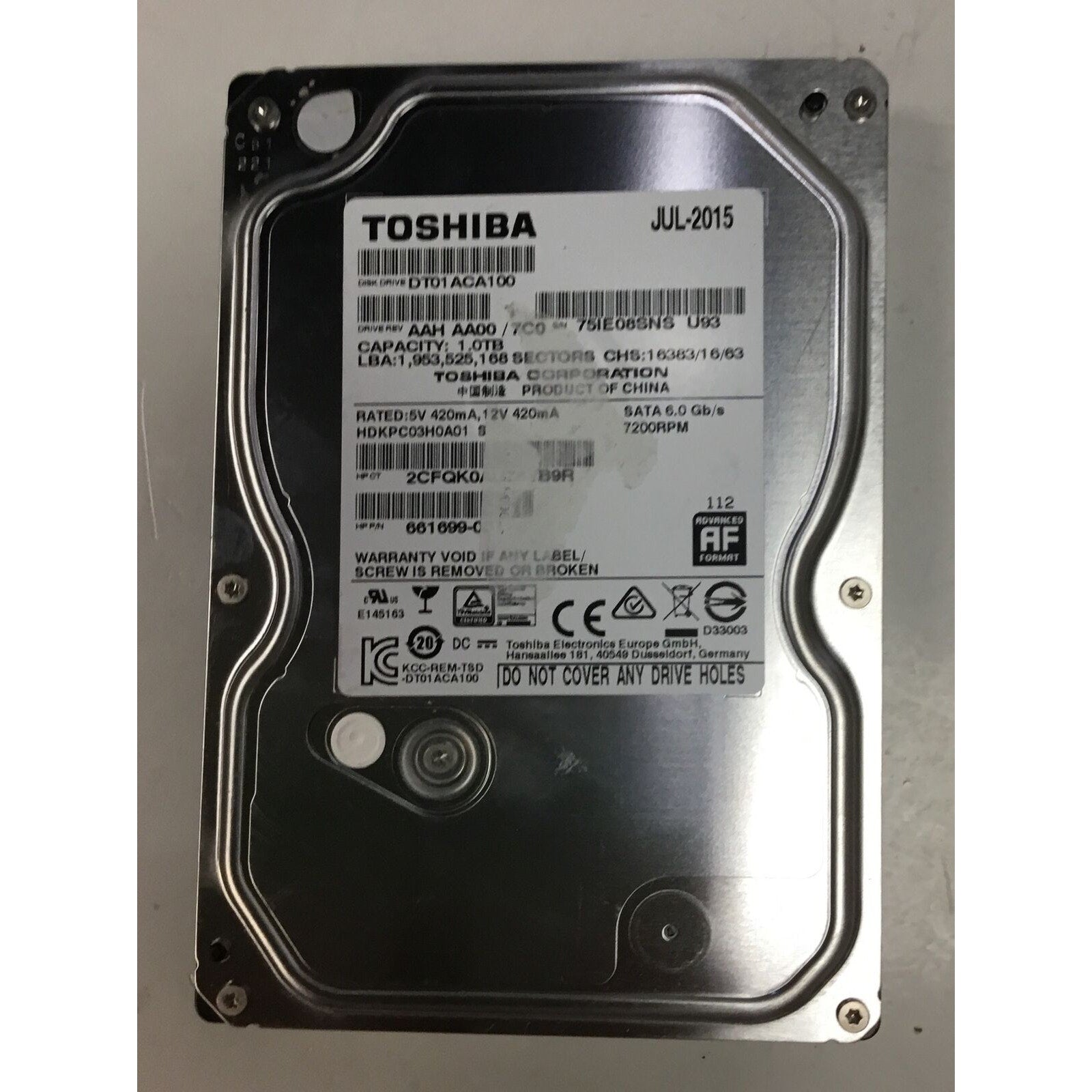 Toshiba 1000GB Internal 7200RPM 3.5" (DT01ACA100) HDD